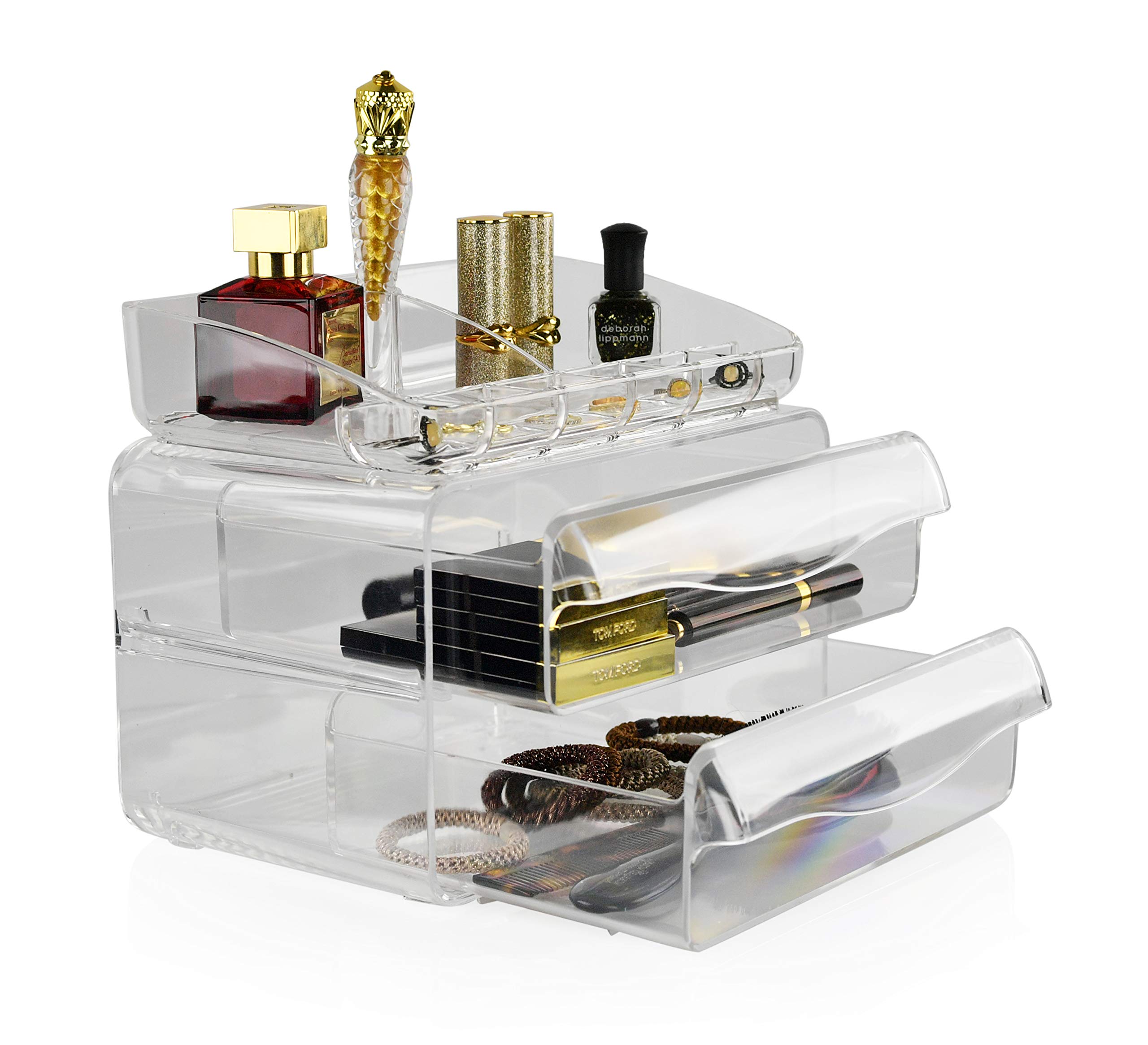 ARAD Organizer in acrilico a 2 cassetti per forniture da ufficio o trucco e cosmetici
