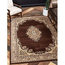 Unique Loom Reza Collection Traditional Persian Style Area Rug, 5 x 8 ft, Brown/Ivory