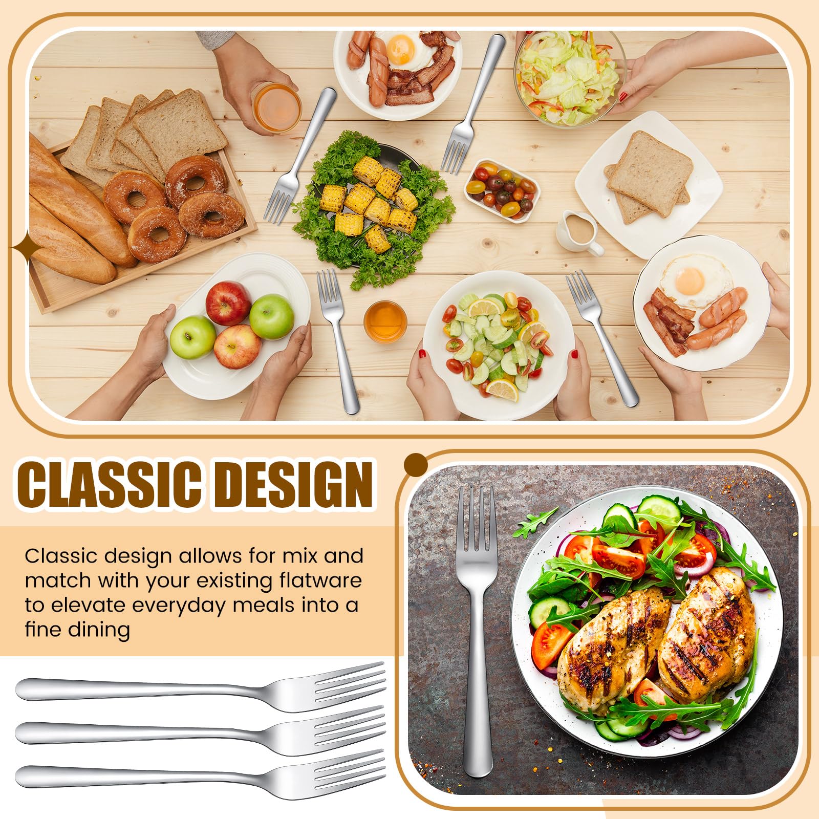 Minatee 200 Pcs Dinner Forks Bulk Set 8 Inches Stainless Steel Metal Forks — Amazon image 5