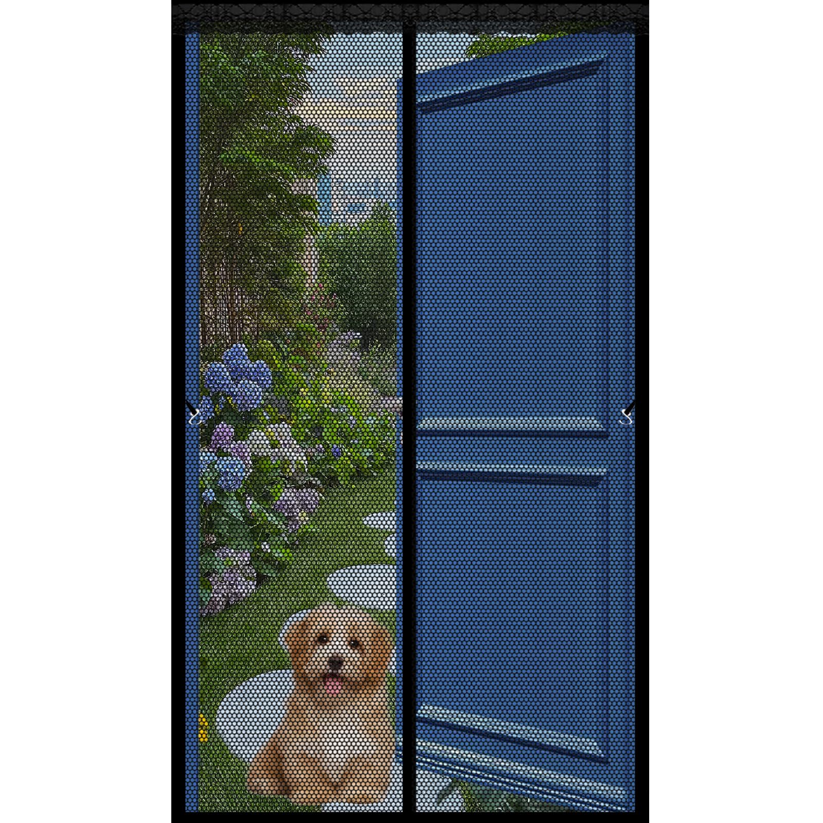 Lijiao Black Magnetic Door 122 X 185 Cm With Powerful Magnets And Full Frame Hook&Loop, No Gap, Keep Bugs Out Lets Fresh Air In, Heavy Duty Mesh Bug Curtain Kid And Pet Friendly,