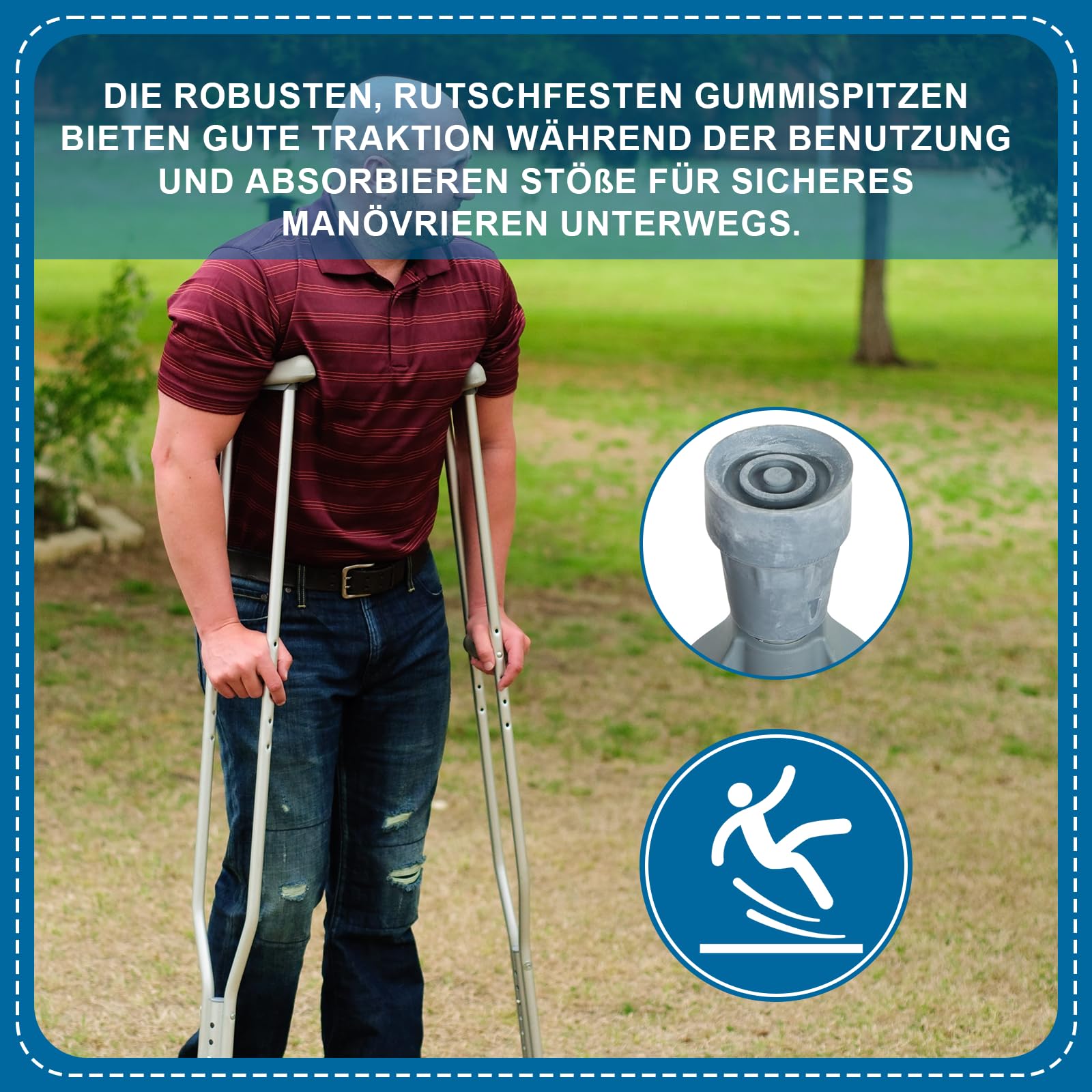 Achselkrücken Unterarmgehstützen Stoßdämpfende Federn 150 KG Belastbar