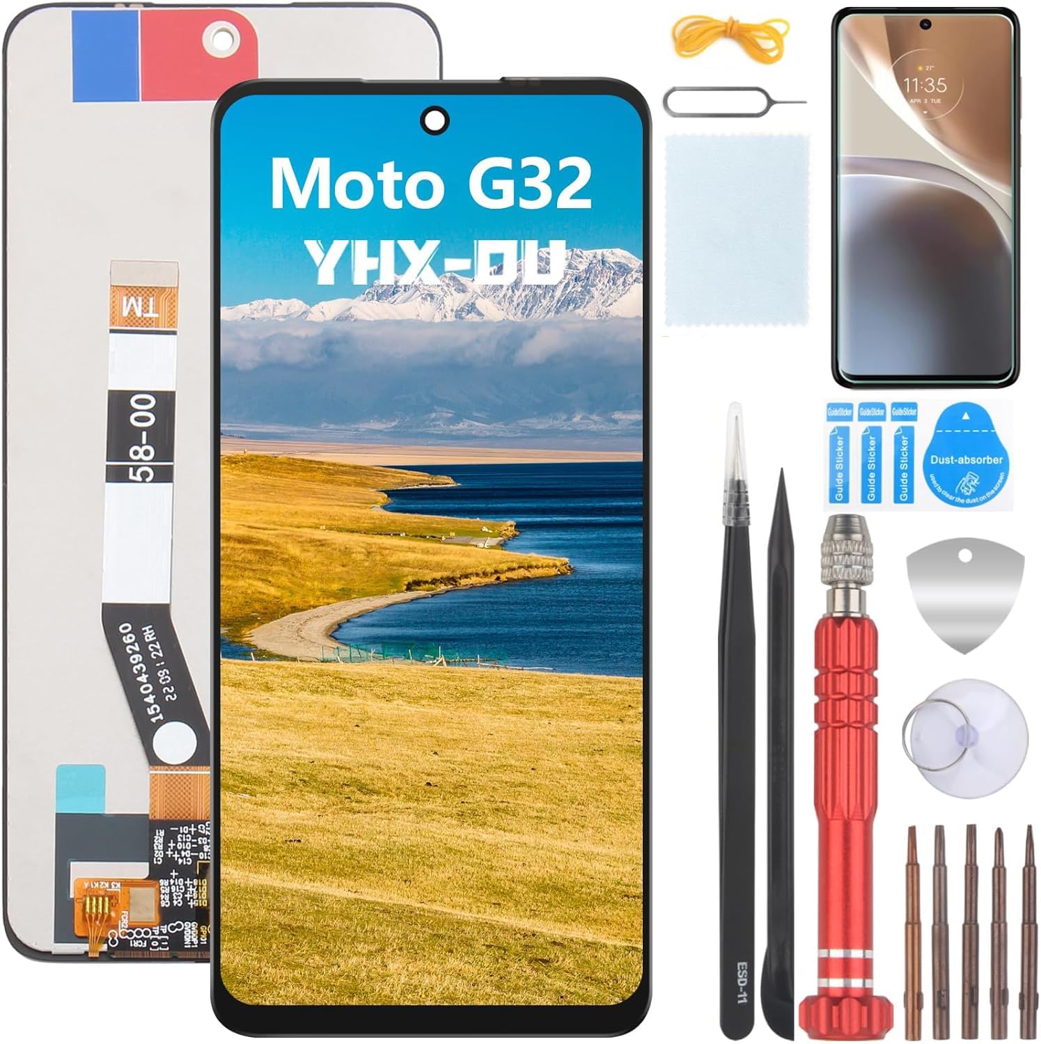 Para Motorola Moto G32 Pantalla Reemplazo para Motorola Moto G32 XT2235-2 Pantalla Táctil LCD Digitalizador de Repuest Asamblea con Herramientas de Reparación(Negro sin Marco)
