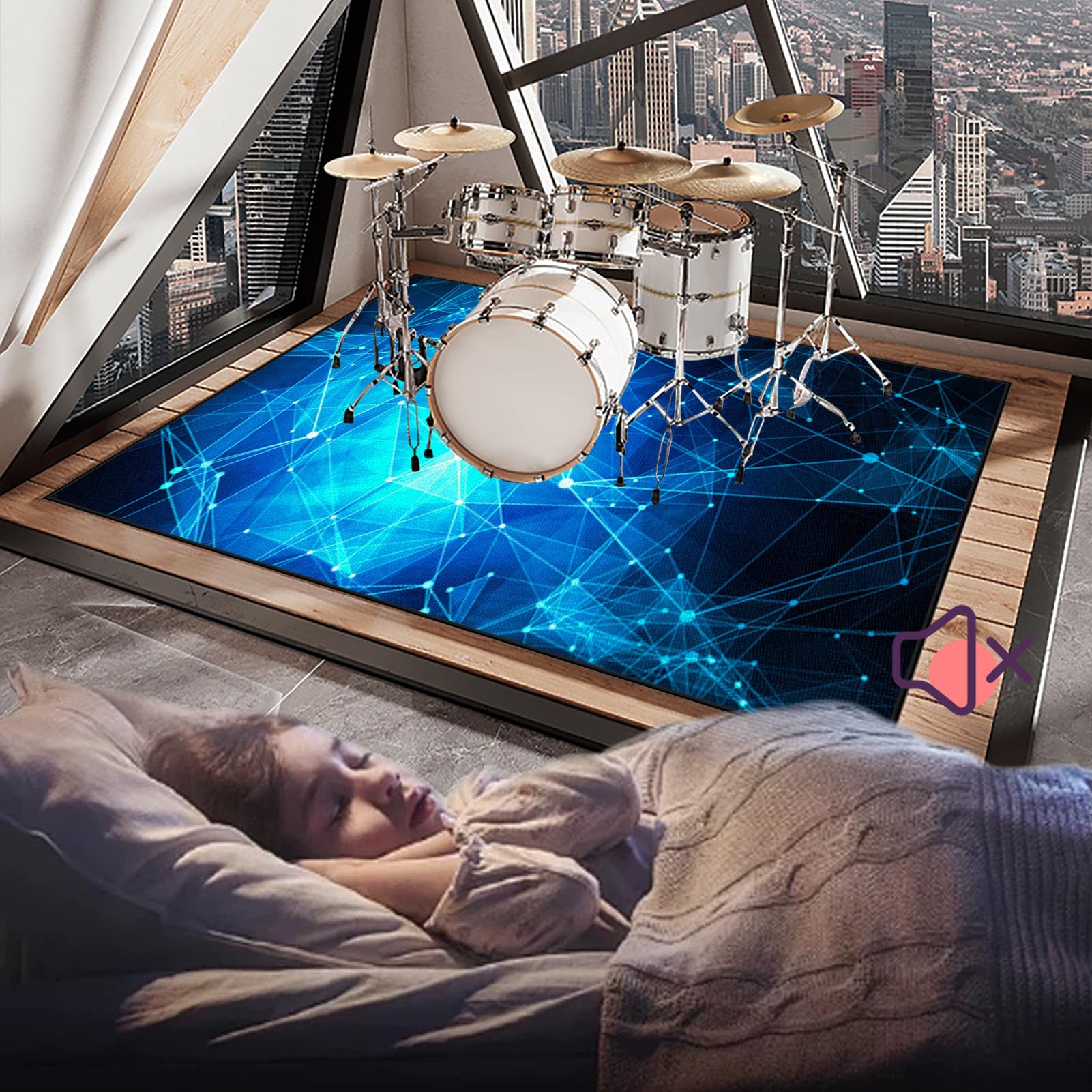 Mata perkusyjna i perkusyjna, dźwiękoszczelna mata bębnowa, profesjonalna prostokątna elektroniczna perkusja jazzowa do basów i innych instrumentów, mata akumulatorowa 230 x 200 cm