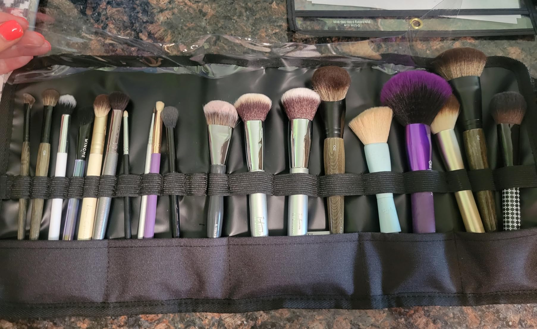 OCHEAL Makeup Brush Holder,Makeup Brush Organizer,Travel Makeup Brushes Bag Cosmetic Bags Pouch for Women Cosmetic Brushes Makeup Artist -Brushes Not included