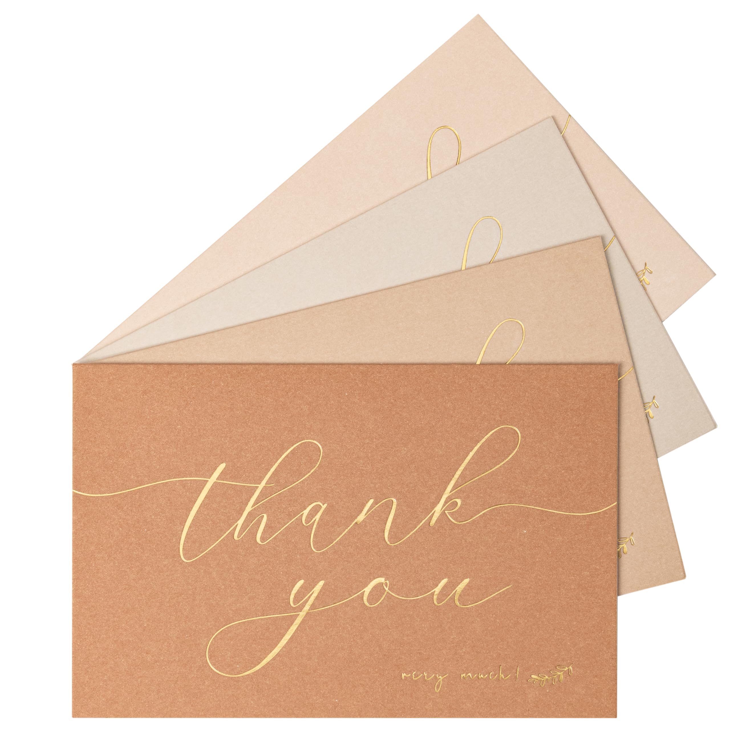 Crisky 50 Pcs Neutral Thank You Cards With 50 Envelopes & 50 Stickers Simple, Chic, Elegant Greeting Cards Perfect for: Wedding/Business/Birthday/