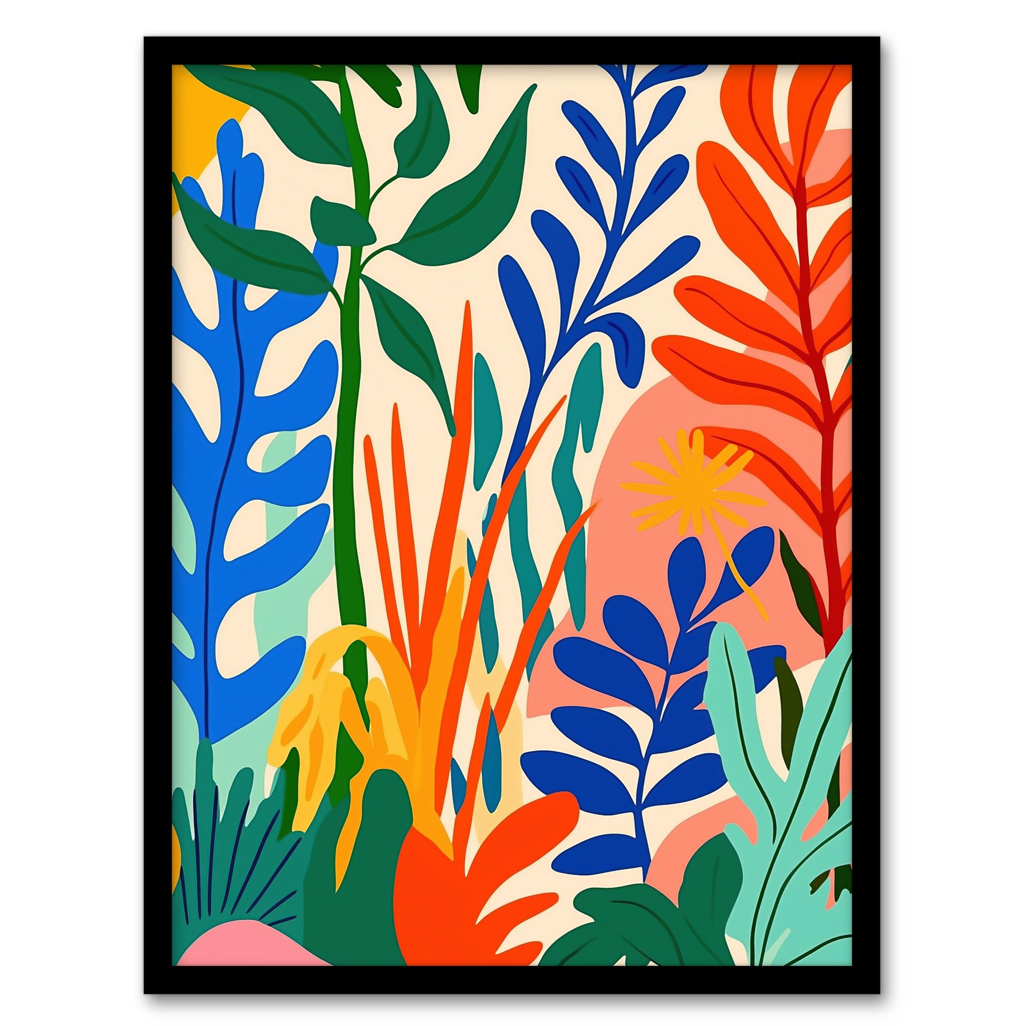 Artery8 Plant Lover Colourful Botanical Jungle Leaves Living Room Artwork Framed Wall Art Print A4