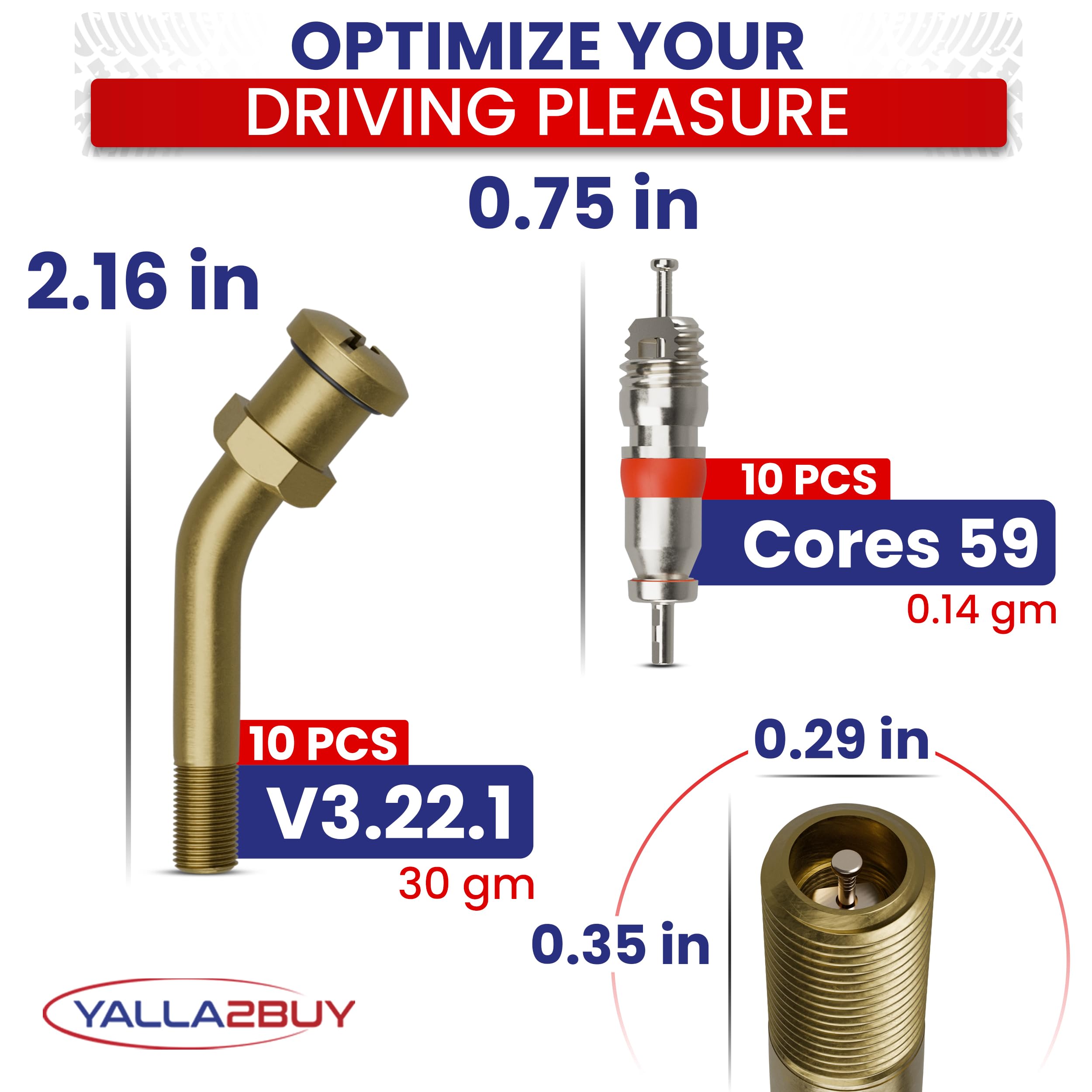 Camrusic Tire Valve Stem Extenders TR545D - 60 Degree Angle For Alcoa 22.5" & 24.5" Wheels, Pack Of 10 - View #9