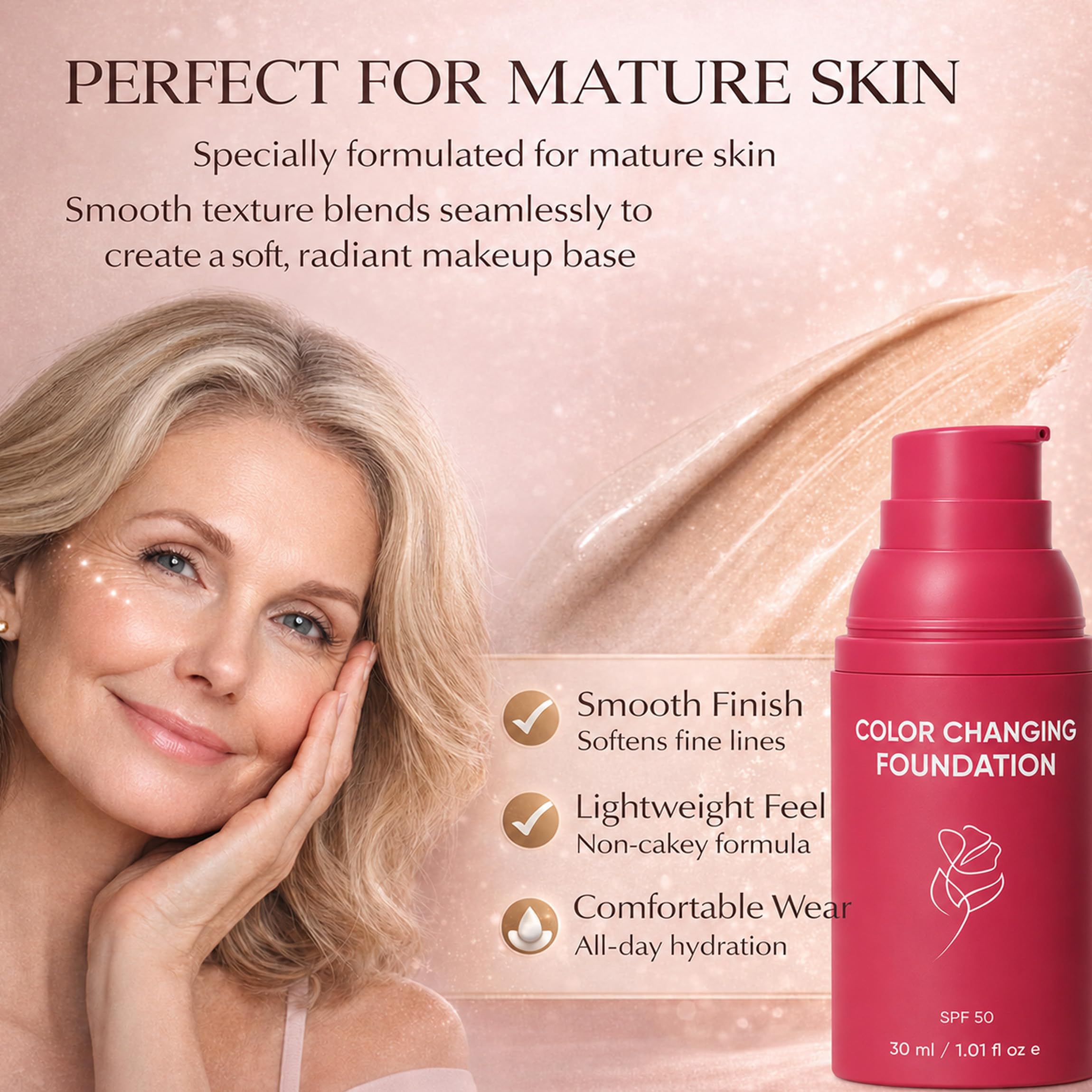 Korean Color Changing Liquid Foundation SPF 50, Medium to Full Coverage