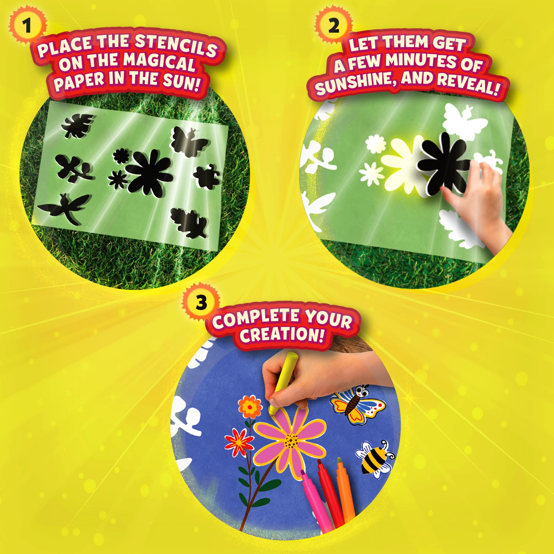 Skillmatics Sun Paper Art Kit, STEM Craft Kit for Kids with Decorative Paper Stencils & Markers, Create with Sunlight - Image 3