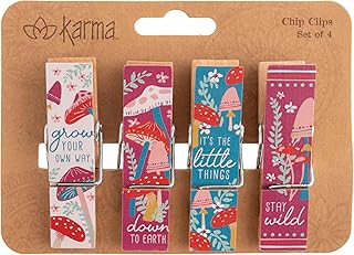 Karma Chip Clips - Bag Clips - Potato Chip Bag Clips - Colorful and Fun Bag Clips for Food and Storage - One Size - Mushroom