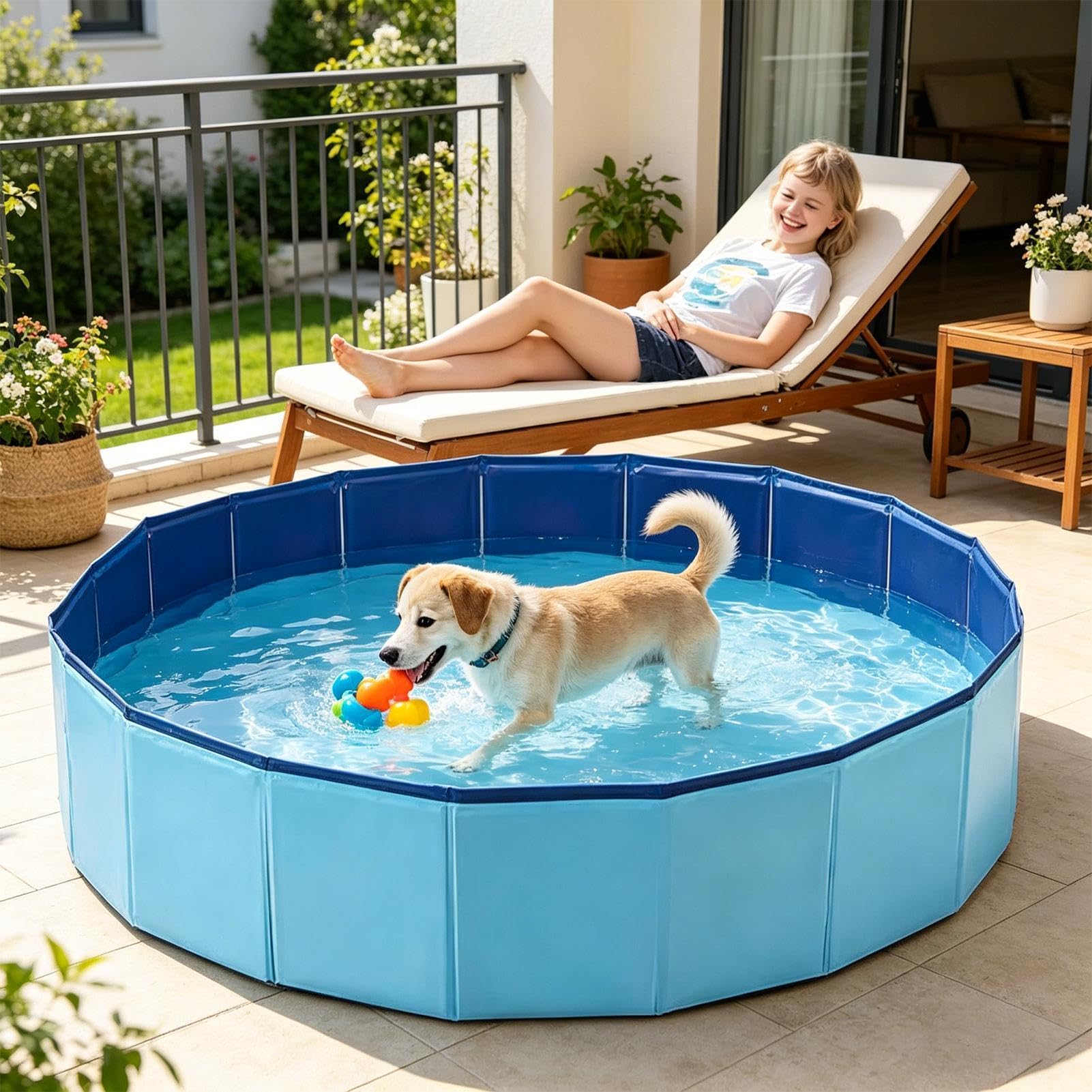 Piscina Pequeña 120 x 30 cm Antideslizante Plegable Portátil Bañera | Bañera para Perros Reforzada Adecuado En Patio Jardín Baño Interior Exterior Hogar Niños Cachorros Gatos