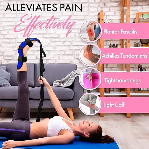 Miniatura 10 de Zenmarkt Estirador de pies y pantorrillas para fisioterapia, correa elástica para fascitis plantar, espolones de talón, caída de pie, tendinitis de