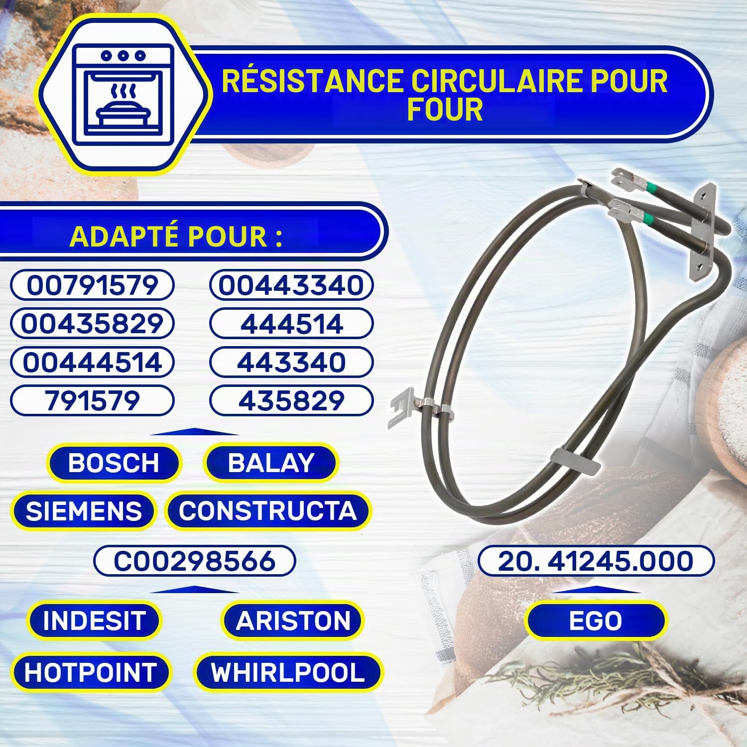 Circulaire Resistance pour Four 2100W 00435829 435829 pour Bosch pour Balay | C00298566 pour Indesit pour Whirlpool - Garantie de 10 Ans - MONTERAL
