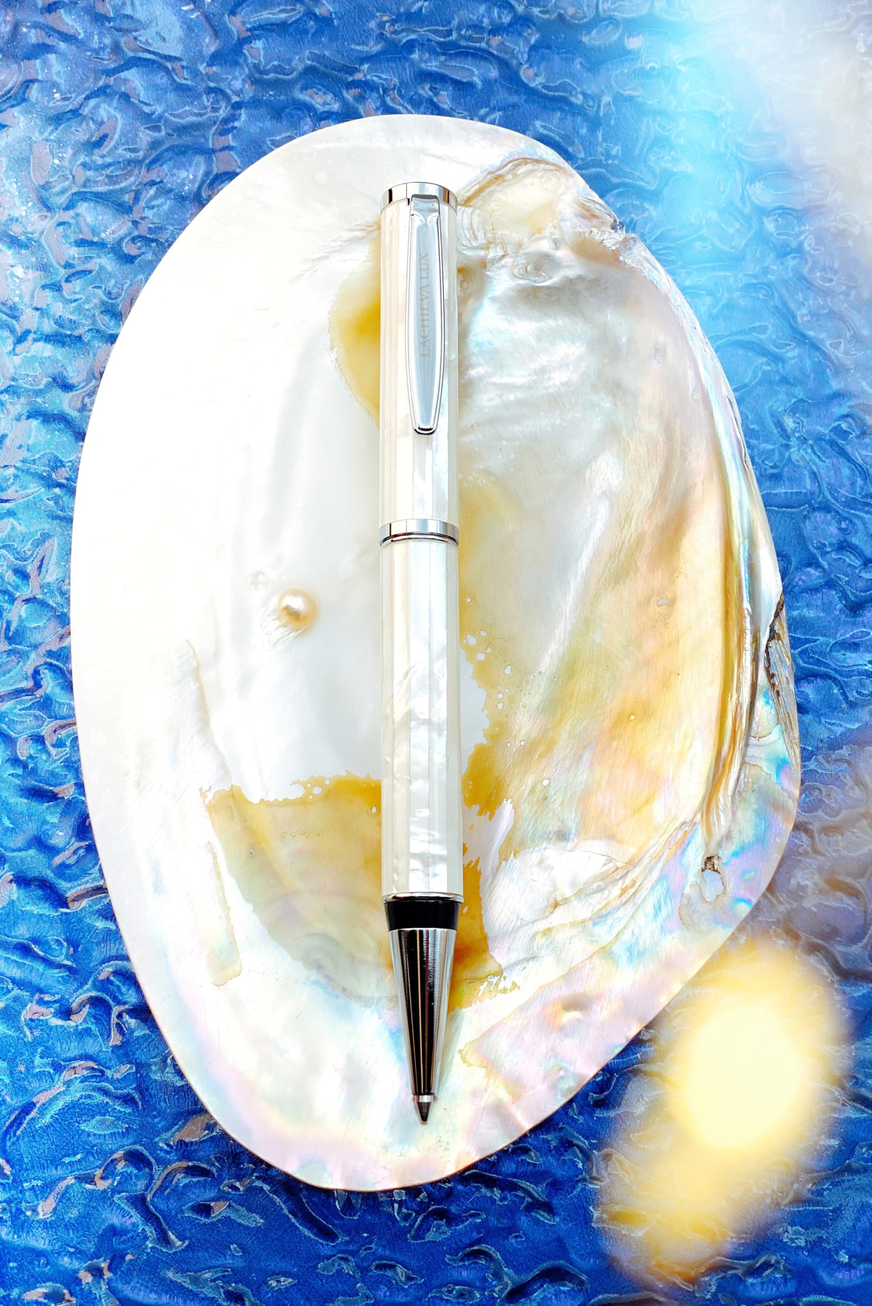 LACHIEVA LUX Stunning Handcrafted Mother of Pearl Ballpoint Pen with German P900M 1 0MM Refill Luxury White Shell — view 5
