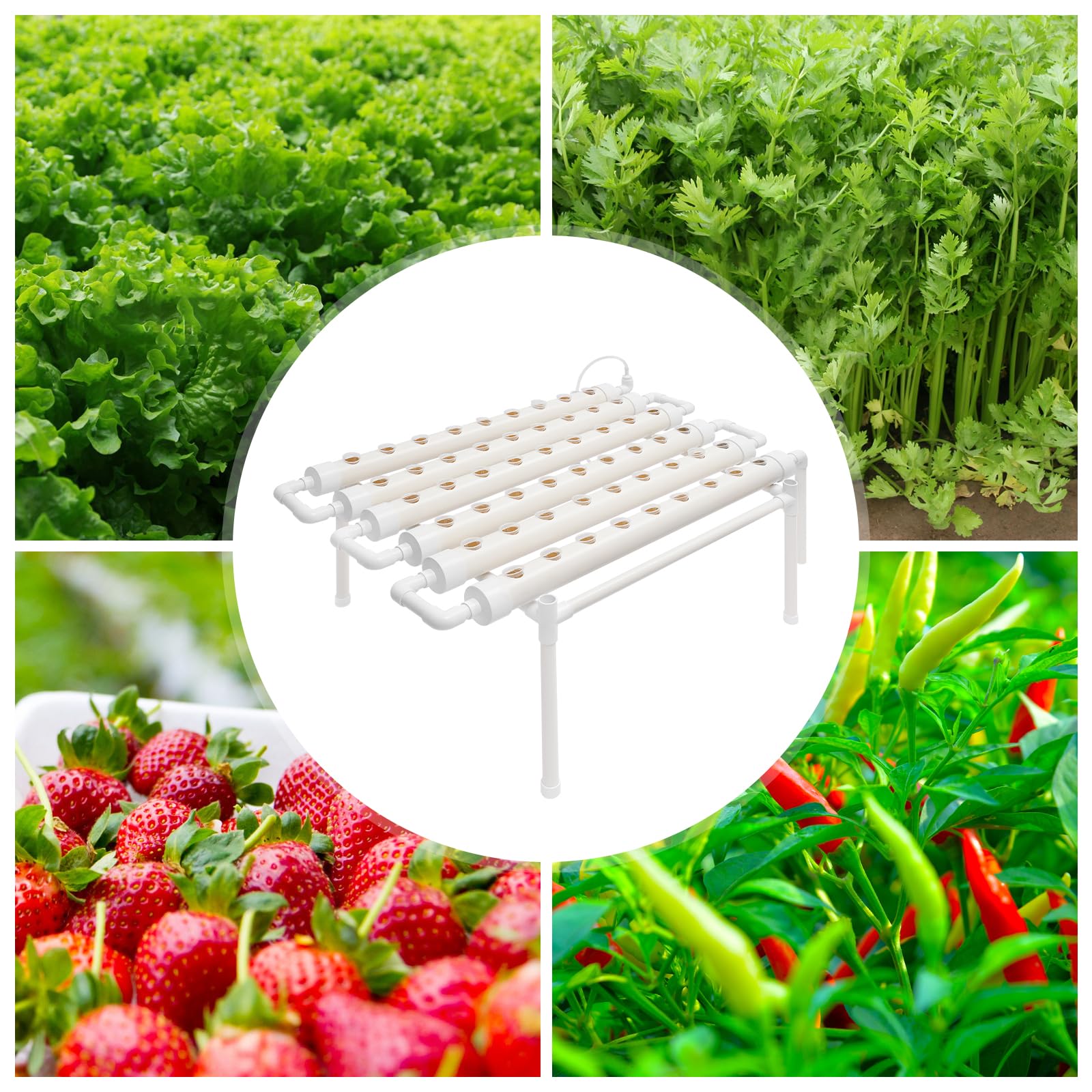 Sistema hidropónico, 6 tubos, sistemas de cultivo de plantas sin tierra, kit de cultivo hidropónico con tubo hidropónico de PVC para sistemas de cultivo de plantas sin tierra, para verduras,