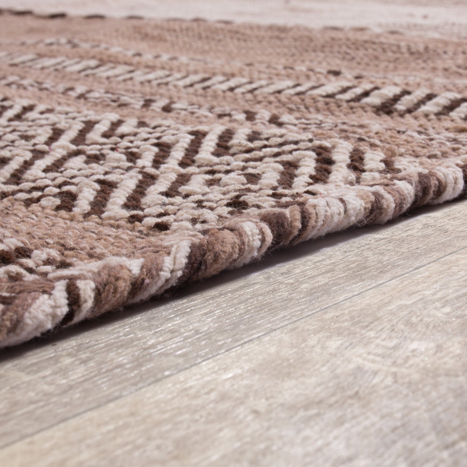 TT Home Tappeto di design Kelim intessuto a mano, in cotone al 100% con motivo moderno, beige, Dimensione:120x170 cm