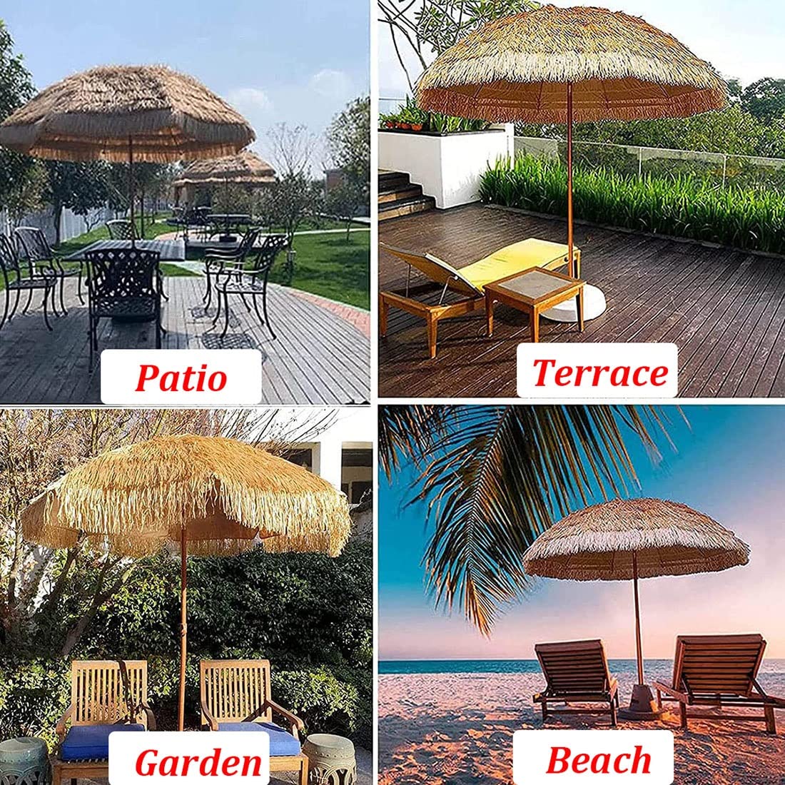 Parasol Extérieur Rond Parasol de Jardin Pliable pour Plage, Balcon, Piscine, Protection Solaire Hydrofuge, Diamètre 140cm, Hauteur 210cm