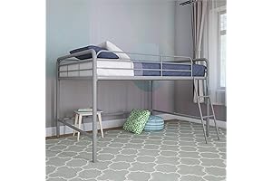 DHP Jett Junior Full Metal Loft Bed in Durable Silver
