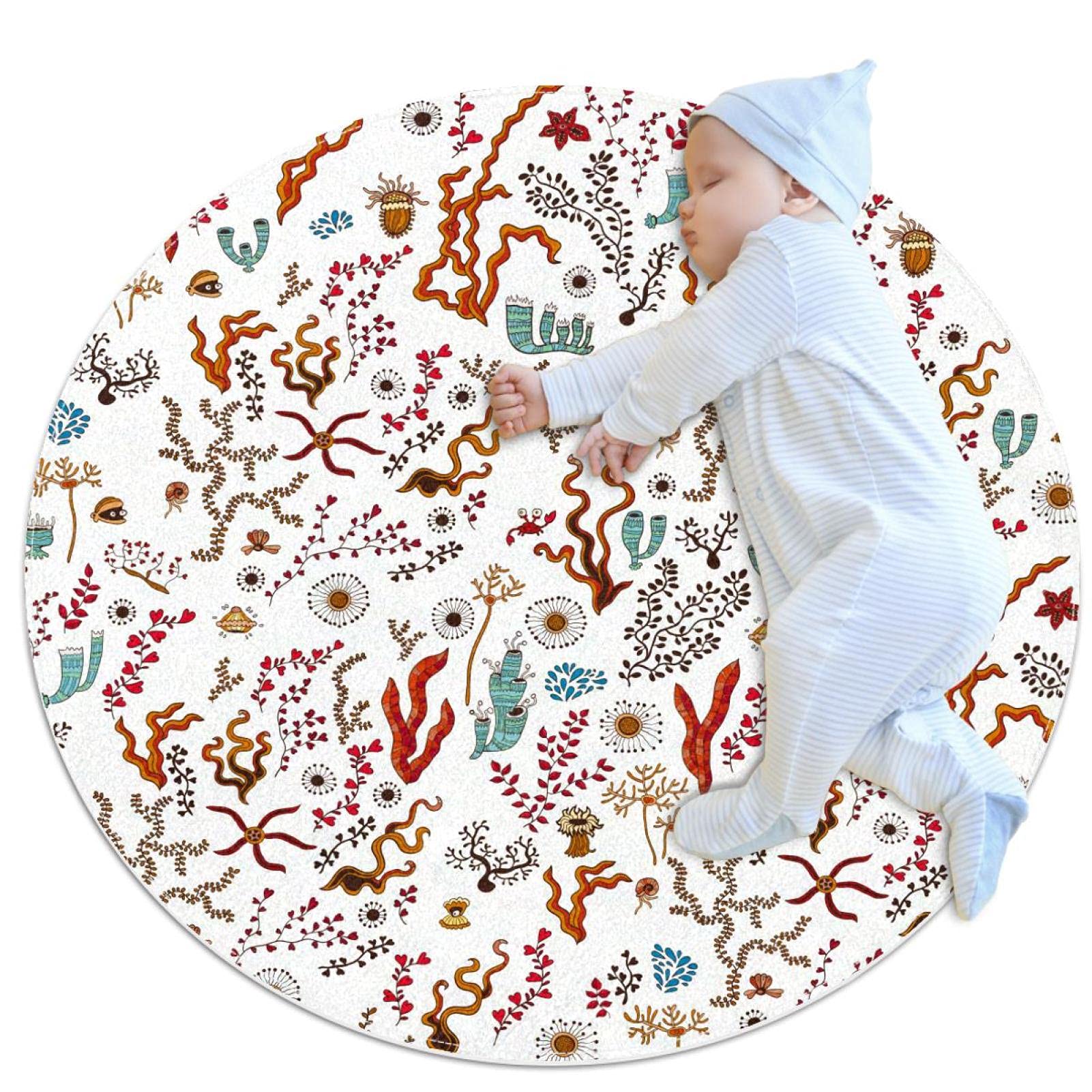 Tapis rond plantes marines pour décorer la chambre et le salon