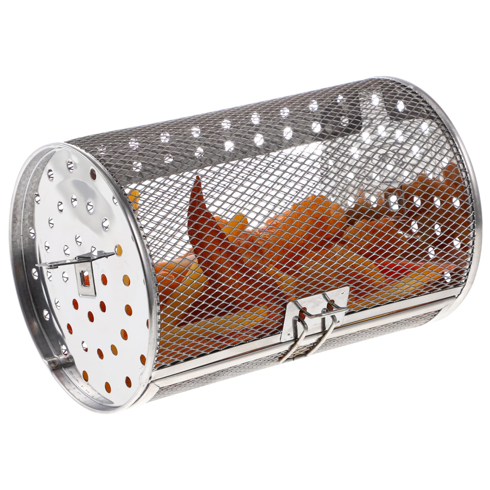 Stainless Steel Air Fryer Rotisserie Basket with Movable Door Kitchen Baking Supplies for Nuts and More Grill Roaster Accessory