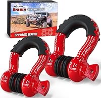 Nilight 2-Pack 3/4" D-Ring Shackles 4.75 Ton (9500 lbs) Capacity w/ 7/8" Pin, Isolators & Washers - Heavy Duty Off-Road Recovery for Jeep Truck ATV Red