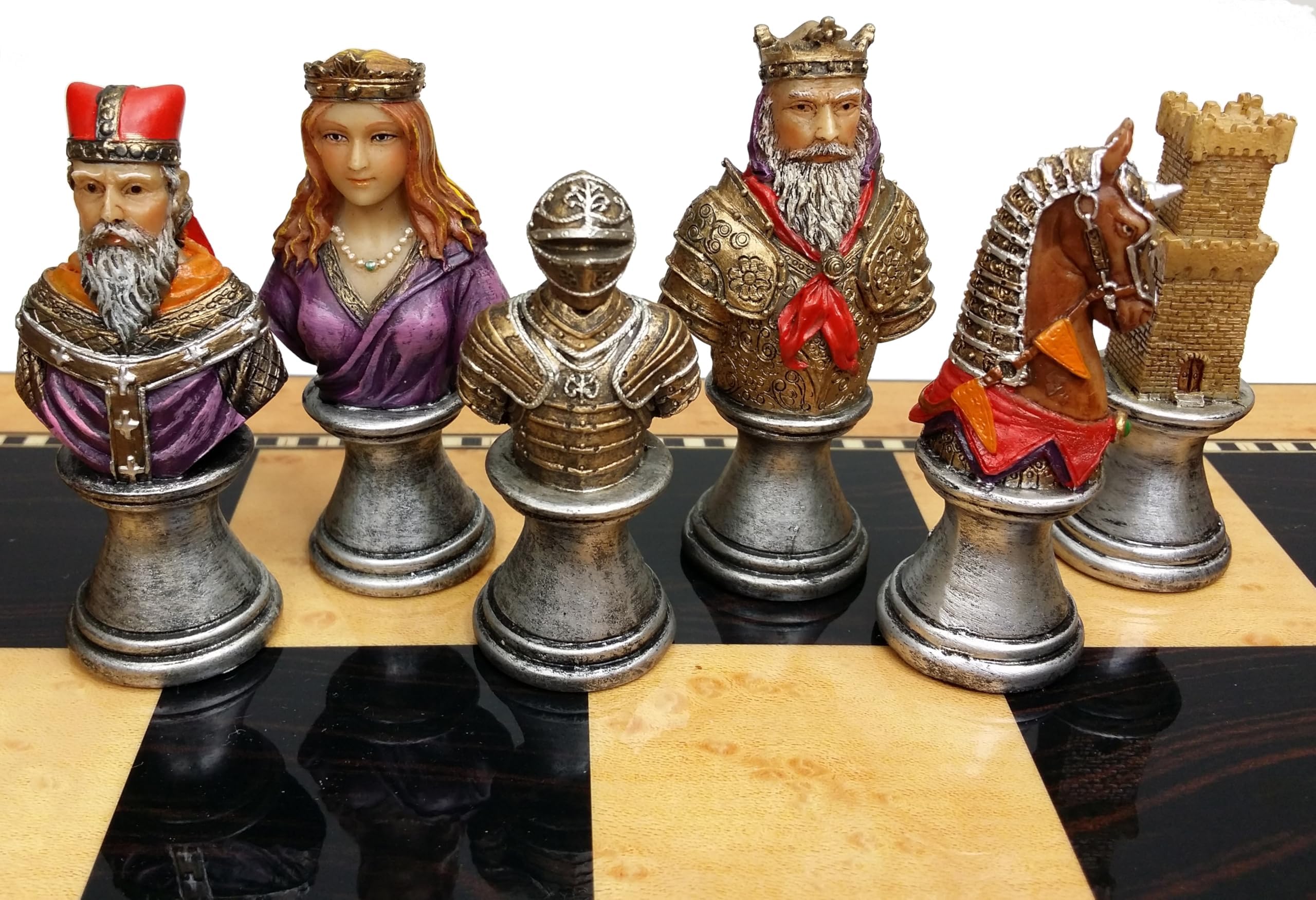 HPL Medieval Times Crusades Red & Green Chess Men Set of 32 Pieces Hand Painted, Standard Edition, 6+ Years