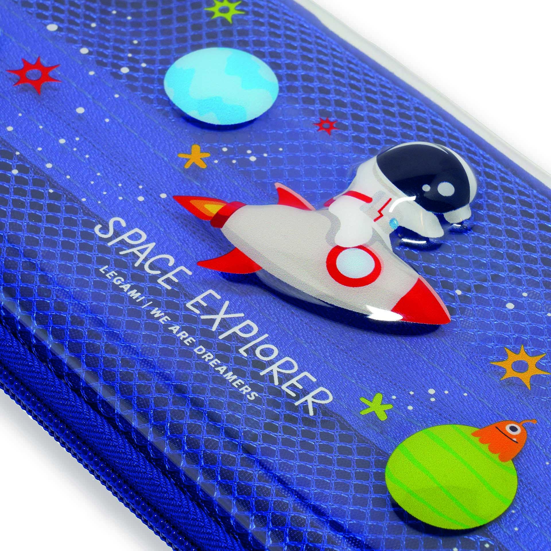 Legami, Wonderwow Pencil Case, Space Theme, 2 Compartments and Inner Pen Holder, Inner Compartment with Mesh Fabric - Image 4