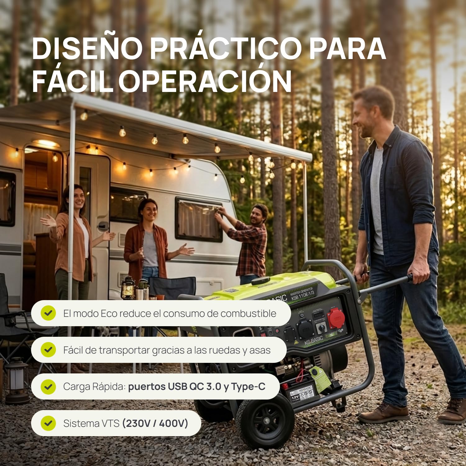 K&S BASIC 110iE-1/3 - Generador inversor, 11 kW, máx. VTS | Generador de emergencia inverter para el hogar, camping y trabajos de taller