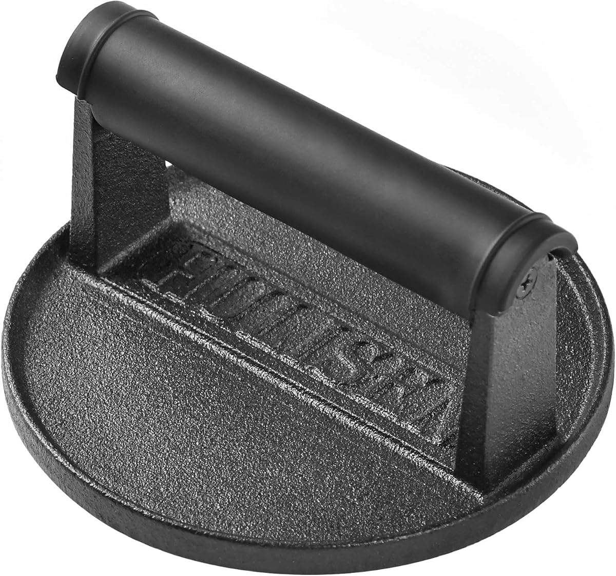 HULISEN Pre-Seasoned Cast Iron Burger Press, Heavy Duty 6” Burger Smasher for Griddle with Heat Resistant Handle, Grill Press for Hamburger, Bacon, Meat, Steak, Patty, Barbecue Grilling Tool, 2.3lb