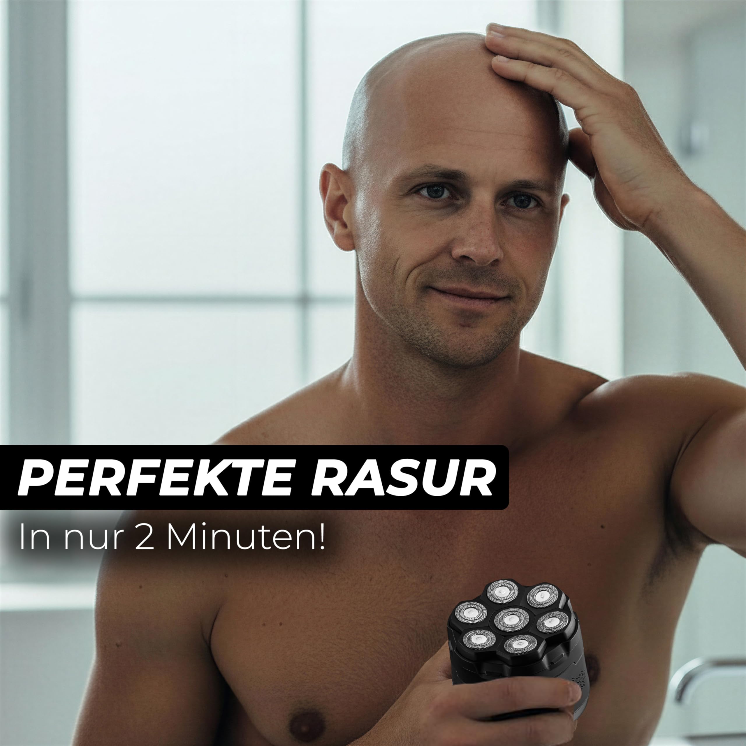 BALDWIN Glatzen Rasierer Herren – Glatzenrasierer 7D mit Magnetischen Scherkopf | Kopfrasierer Glatze | Bold Shaver Kopf | Head Shaver, Trocken und Nass Rasur, Wasserdicht, Kopf Rasierer