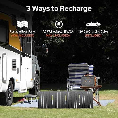 Miniatura 4 de Estación de energía portátil de 100 W con panel solar plegable, banco de energía de 110 V con salida de CA, generador de batería recargable, fuente