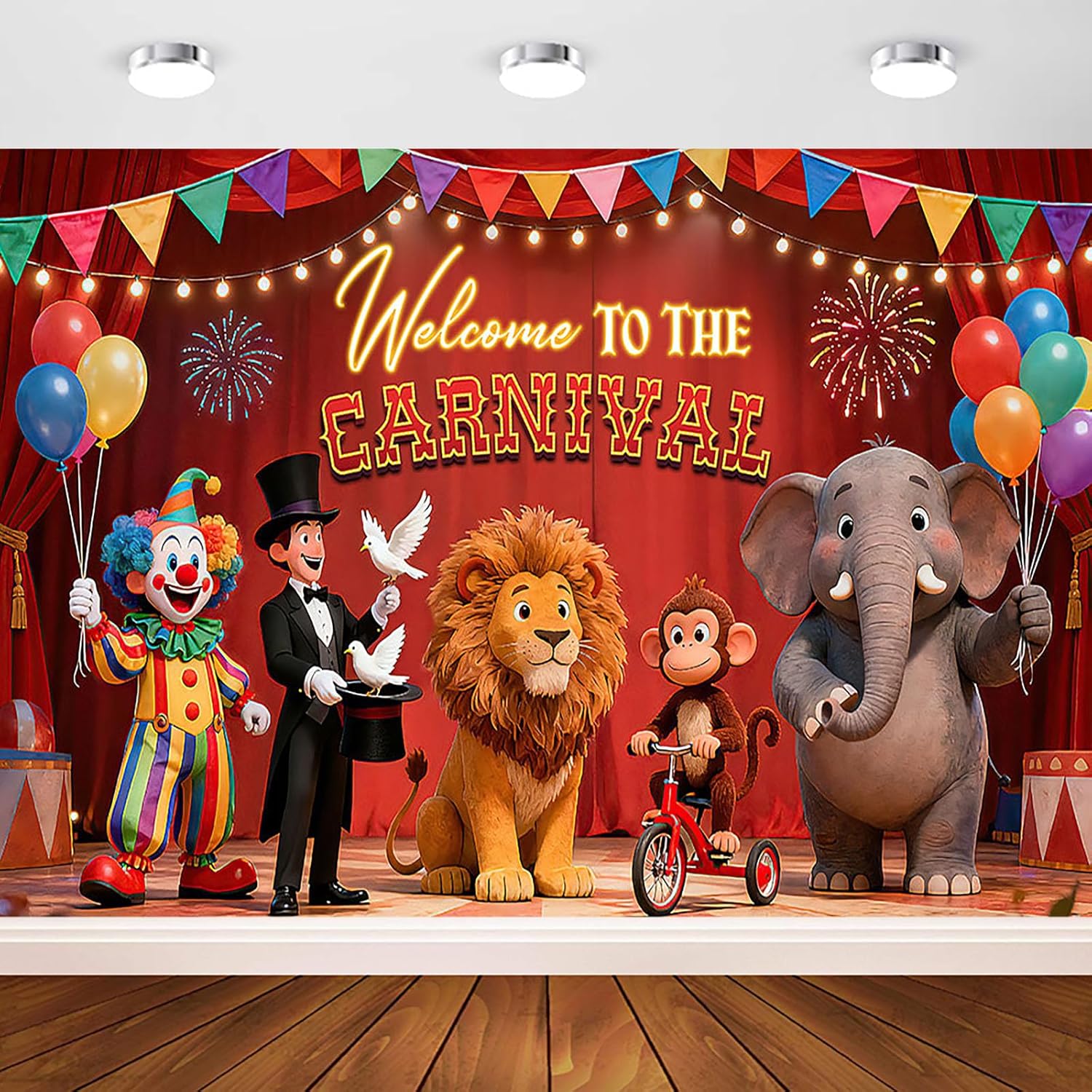 Avezano Welcome to The Carnival Banner Red Circus Theme Party Decorations Carnival Backdrop Circus Animals Birthday Party Decorations Photo Props (10 x 7 ft)