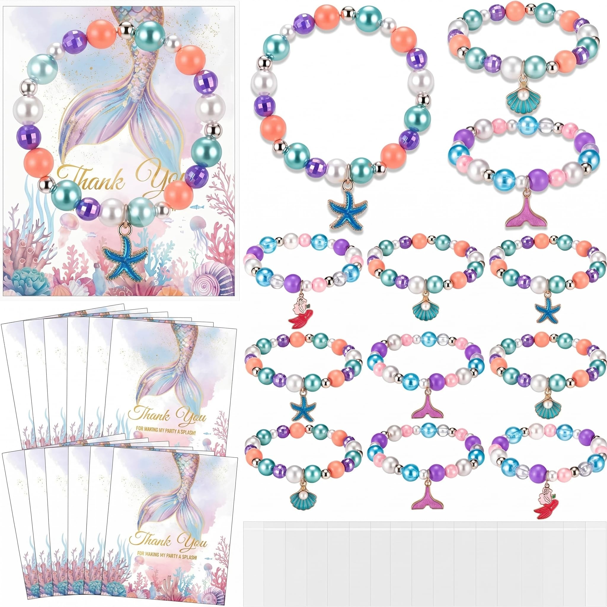 View 1 of 12 Set Misdary Mermaid Bracelets Mermaid Party Favors Bulk