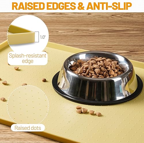 Miniatura 98 de Hubulk Tapete de alimentación para perros, 100% impermeable, de silicona de grado alimenticio, mantel individual para alimentos y agua