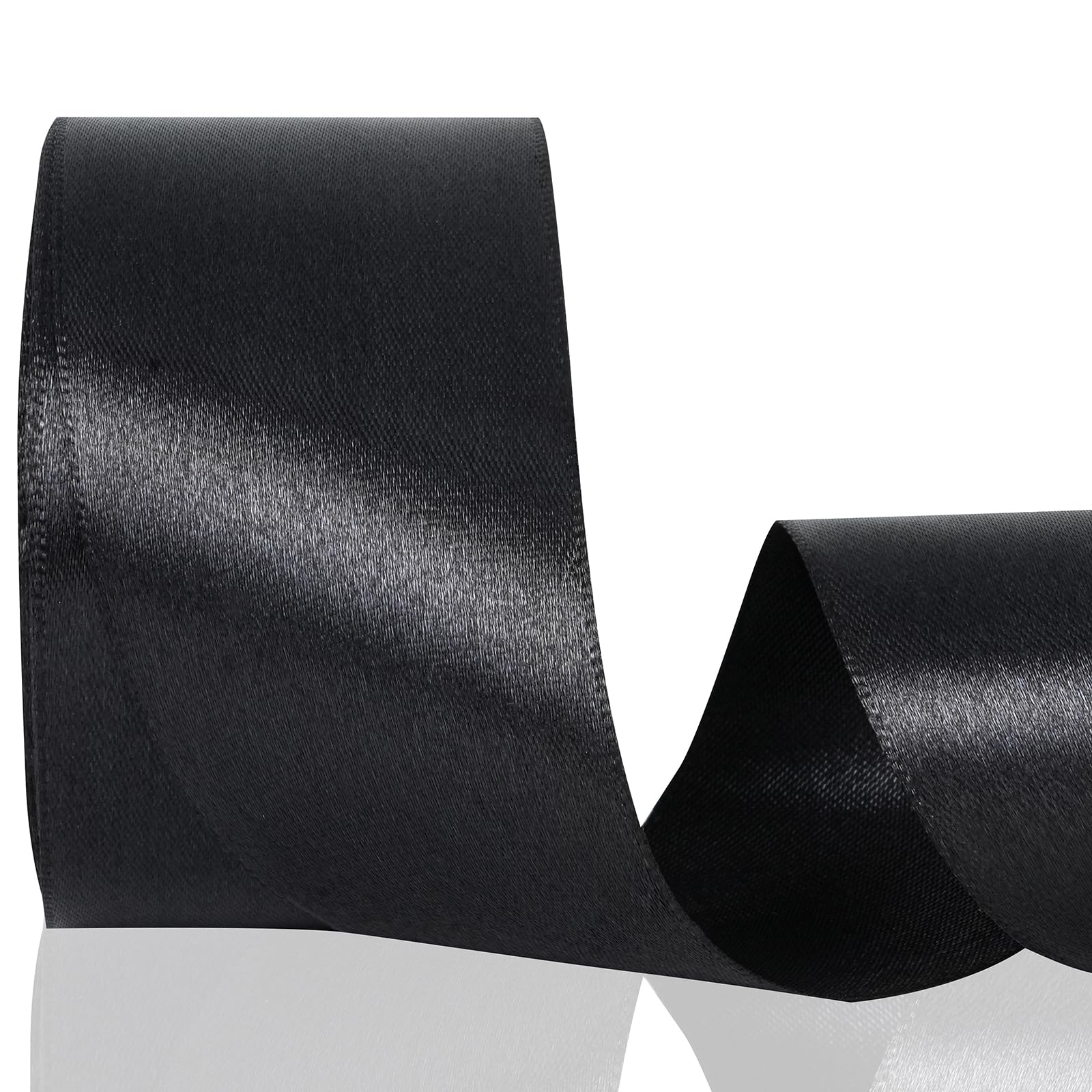 Photo 1 of Black Ribbon 2 Inch, 25 Yards/roll Solid Satin Ribbon for Gift Wrapping, Father's Day Bow & Eternal Flower Making, Floral Bouquets, Party Decoration.