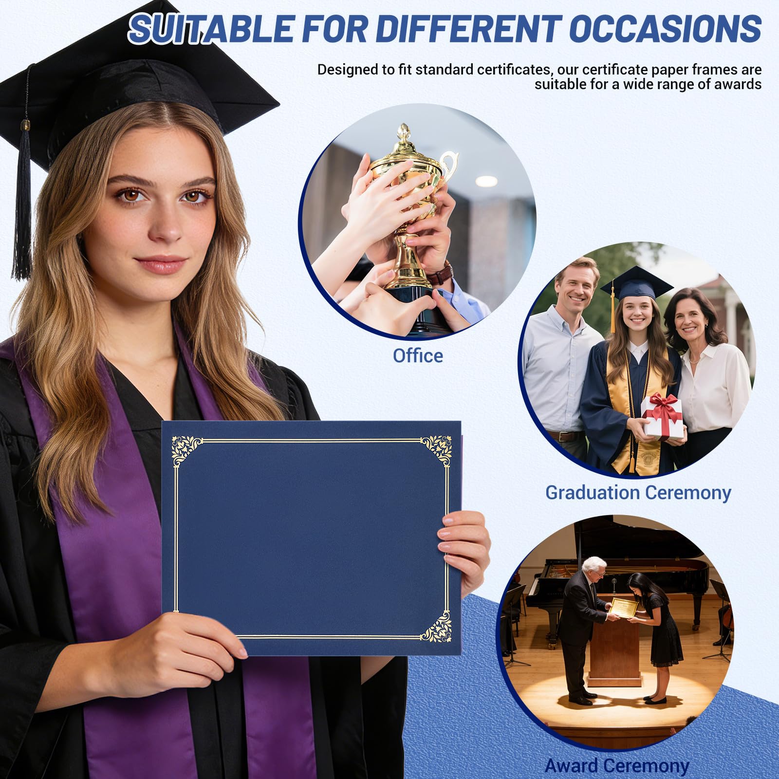 Portacertificati 30 Pezzi con Fogli per Certificati e Diplomi Formato 8,5x11 per Eventi Accademici
