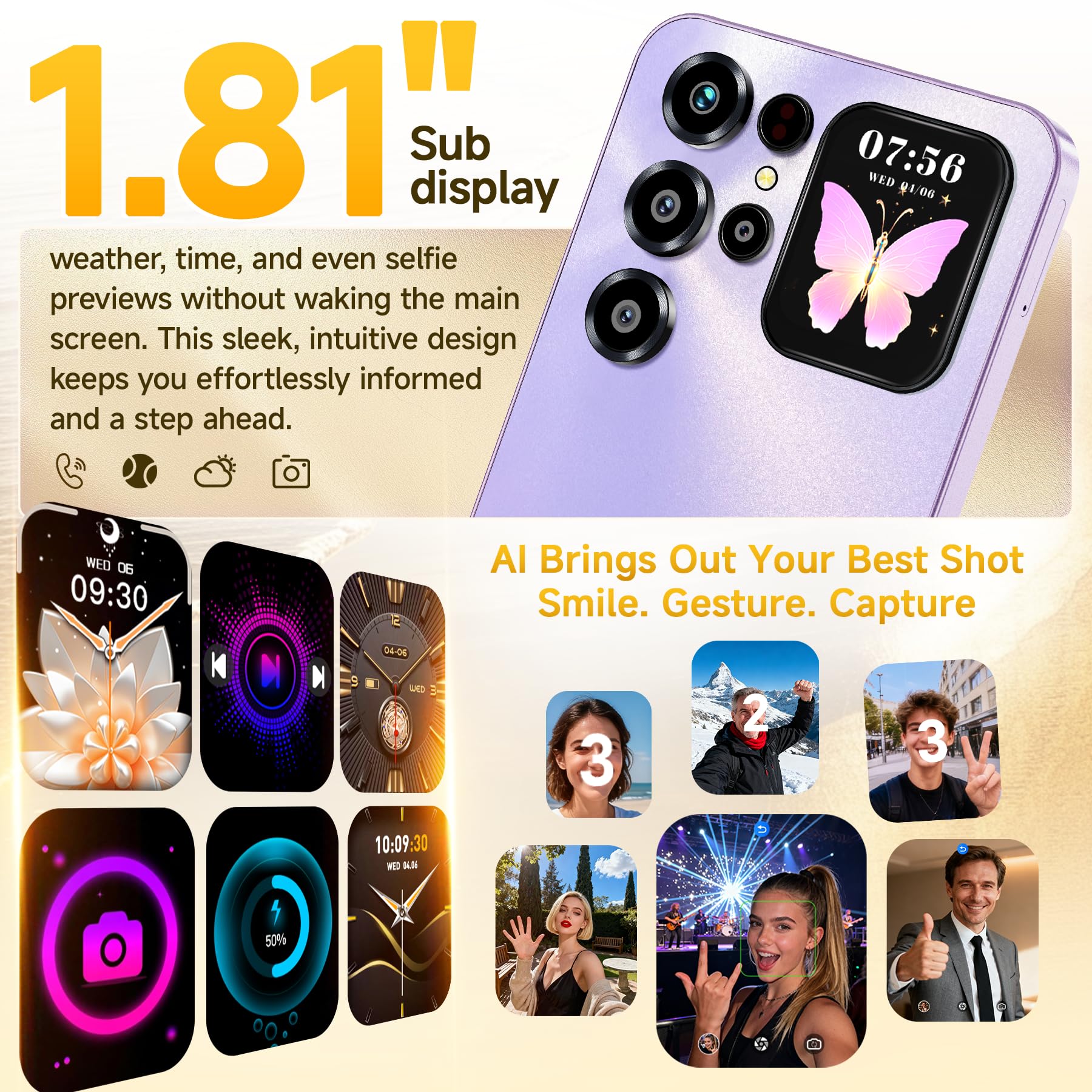 OUKITEL C68 Plus Smartphone 2025, 7.2" HD+120Hz &1.81" Display Telefono Cellulare, 16GB+128GB/1TB Telefoni, 6000mAh Smartphone Android 15, 64MP+8MP Cellulari, Dual SIM/Face ID/Fingerprint, Viola