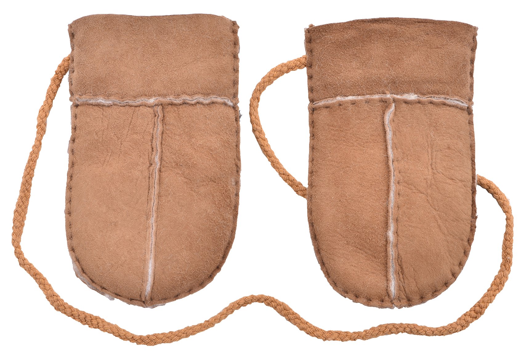 Lambland Unisex Newborn Chestnut Premium Sheepskin Puddy Mittens With Safety Cord Newborn Baby Boy Girl (Chestnut)