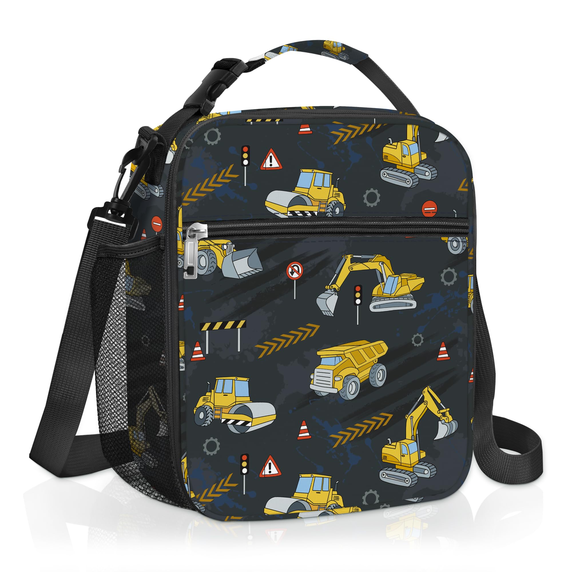 Clastyle Car Insulated Lunch Bag Truck Large Thermal Cooler Bag for Boy Picnic Lunch Box Tote, Black Truck โ image 1