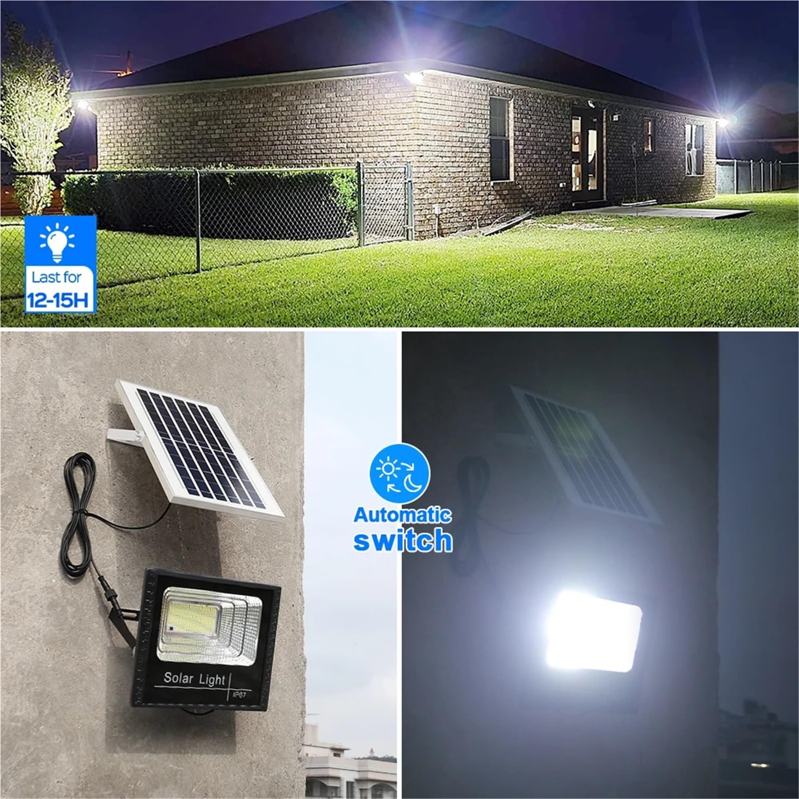 Foco LED para jardín, Foco LED de alto brillo de 500 W, 300 W, 100 W, 50 W, blanco frío, impermeable, for exteriores, farola solar, iluminación de jardín patio, garaje y calle(500W)