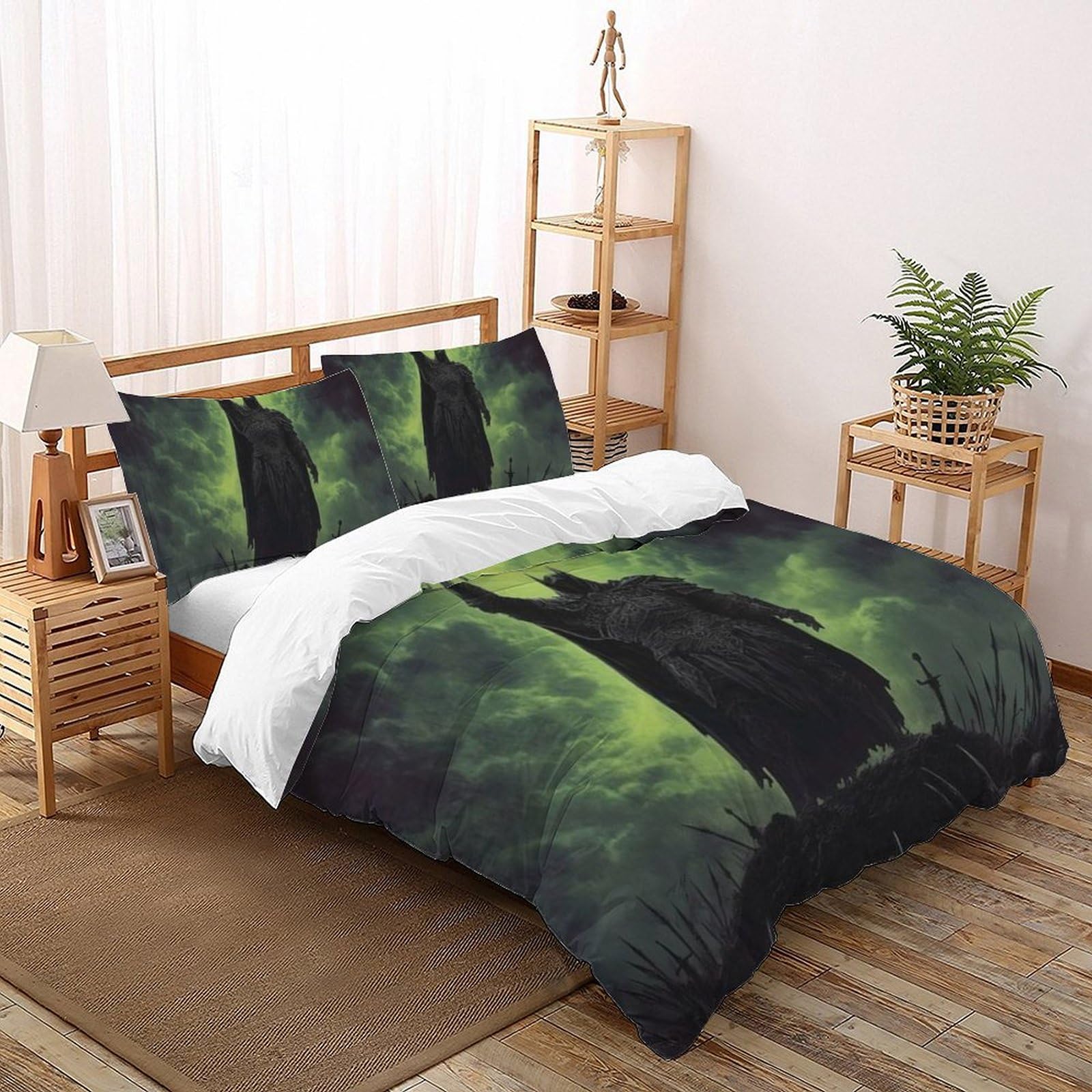 Housse de couette double 200x200cm en microfibre anti-plis pour lit enfant facile à laver