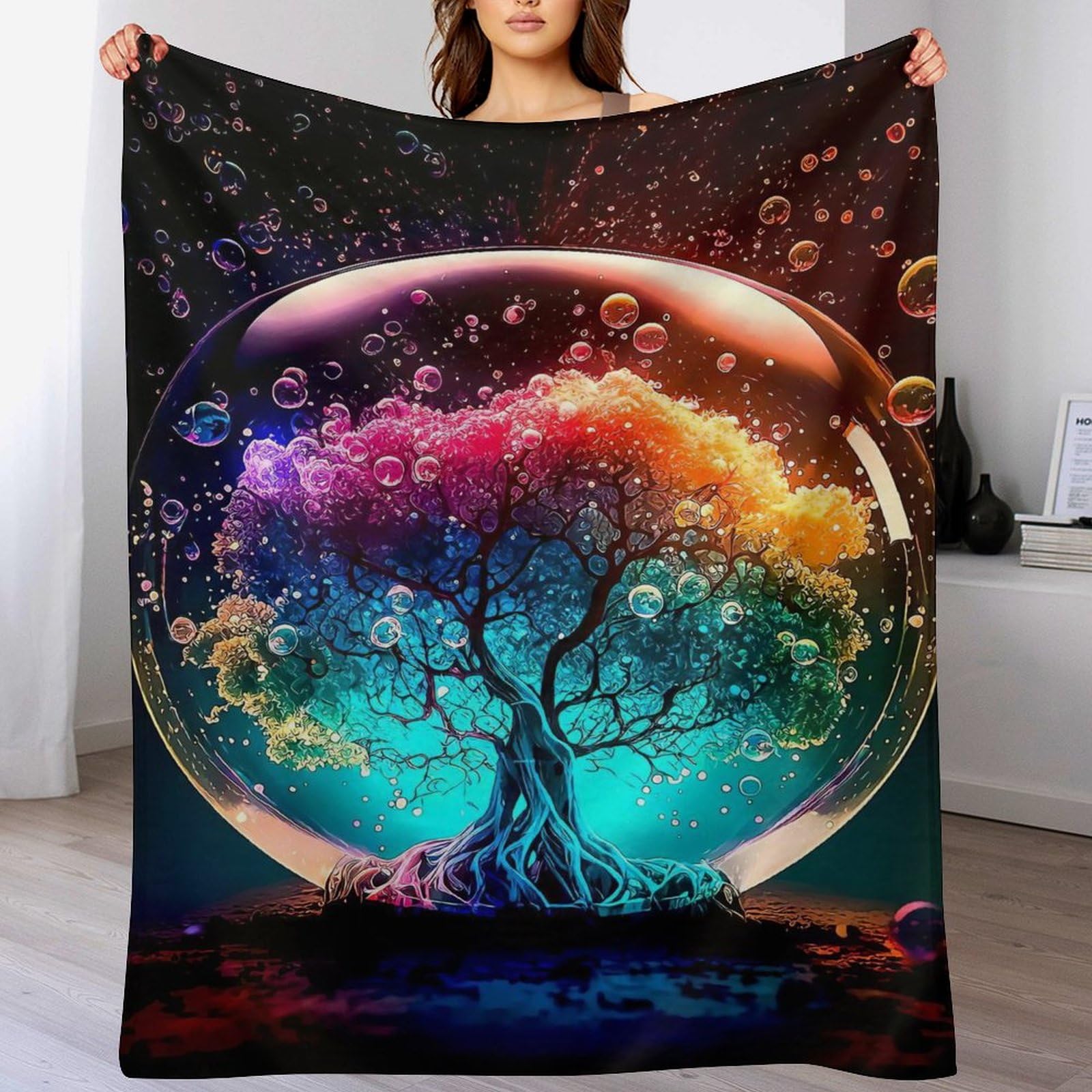 Couverture polaire Arbre de Vie plaid flannel toutes saisons lit et voyage
