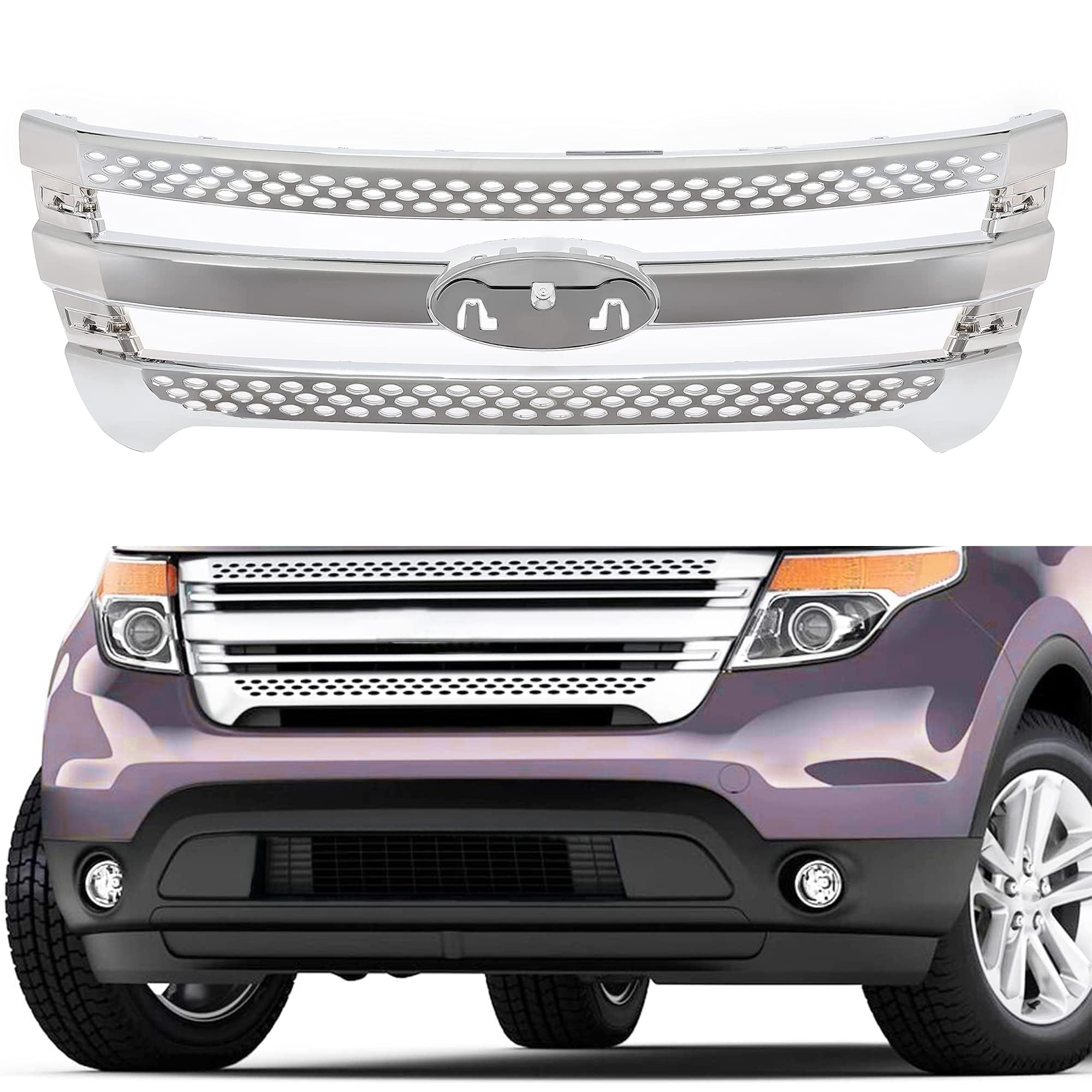 AutoResolution1 Snap-On Grille Overlay For 2011-2015 Ford Explorer – Black Painted