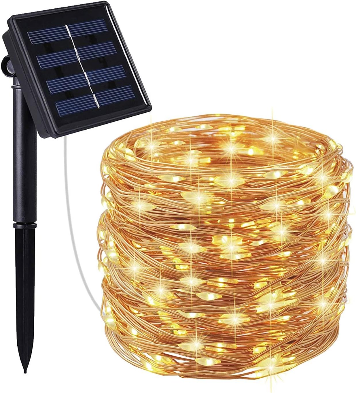 Solar Powered String Lights, 66ft 200 LED Copper Wire Lights,Indoor/ Outdoor Waterproof Fairy String Lights for Garden, Home, Wedding, Holiday, Christmas Party, Xmas Tree decoration.(Warm,White)