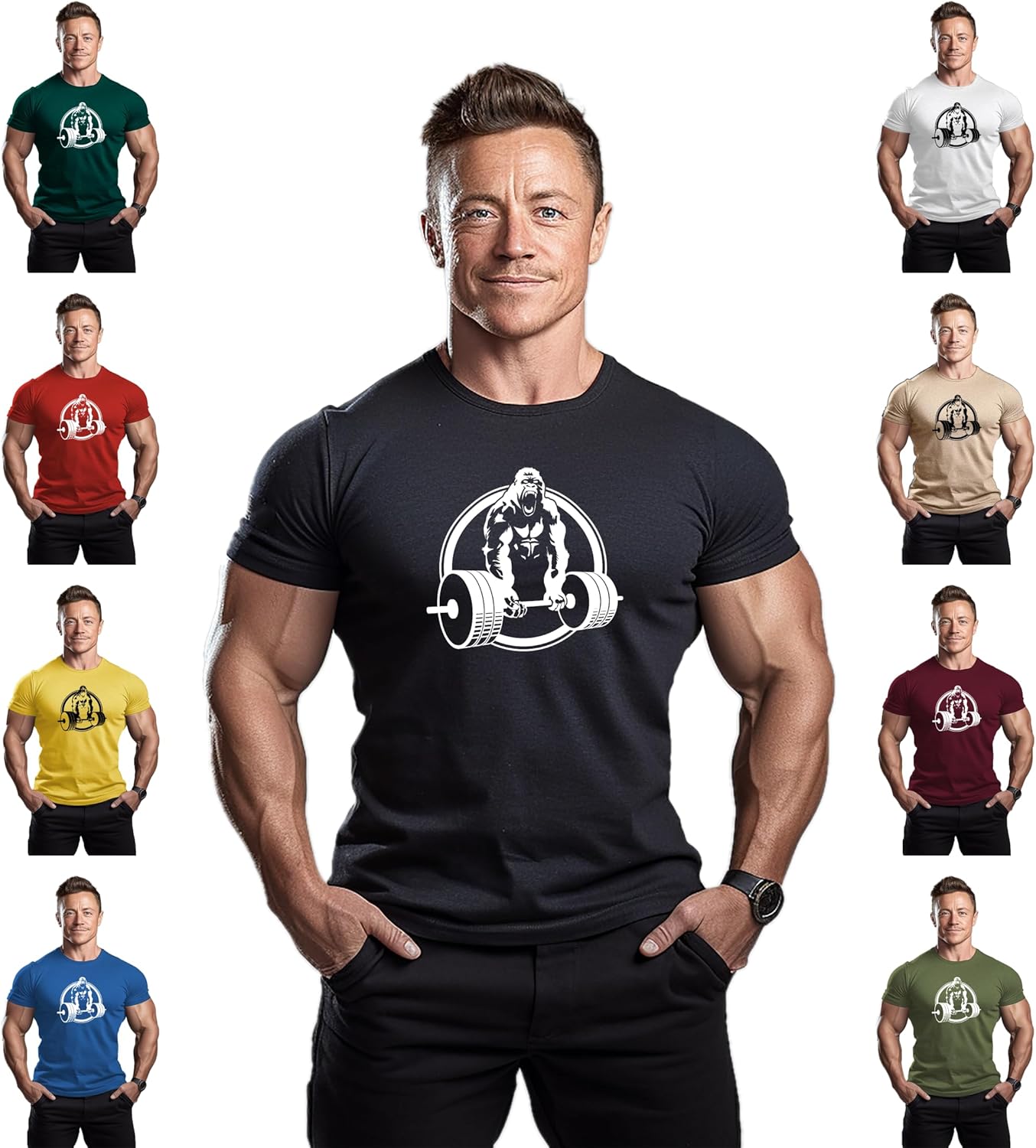 Roaring Gorilla - Mens Bodybuilding T-Shirt - Gym Training Top Fashion Workout Hipster Shirt Fitness - Image 3