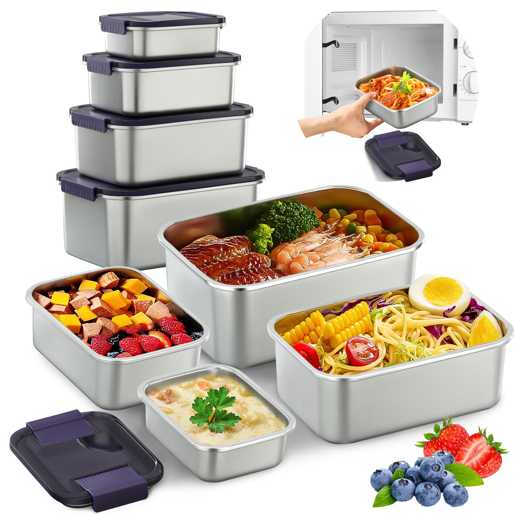 Amazon｜JXXM ステンレススチール食品保存容器4個セット 蓋付き - お