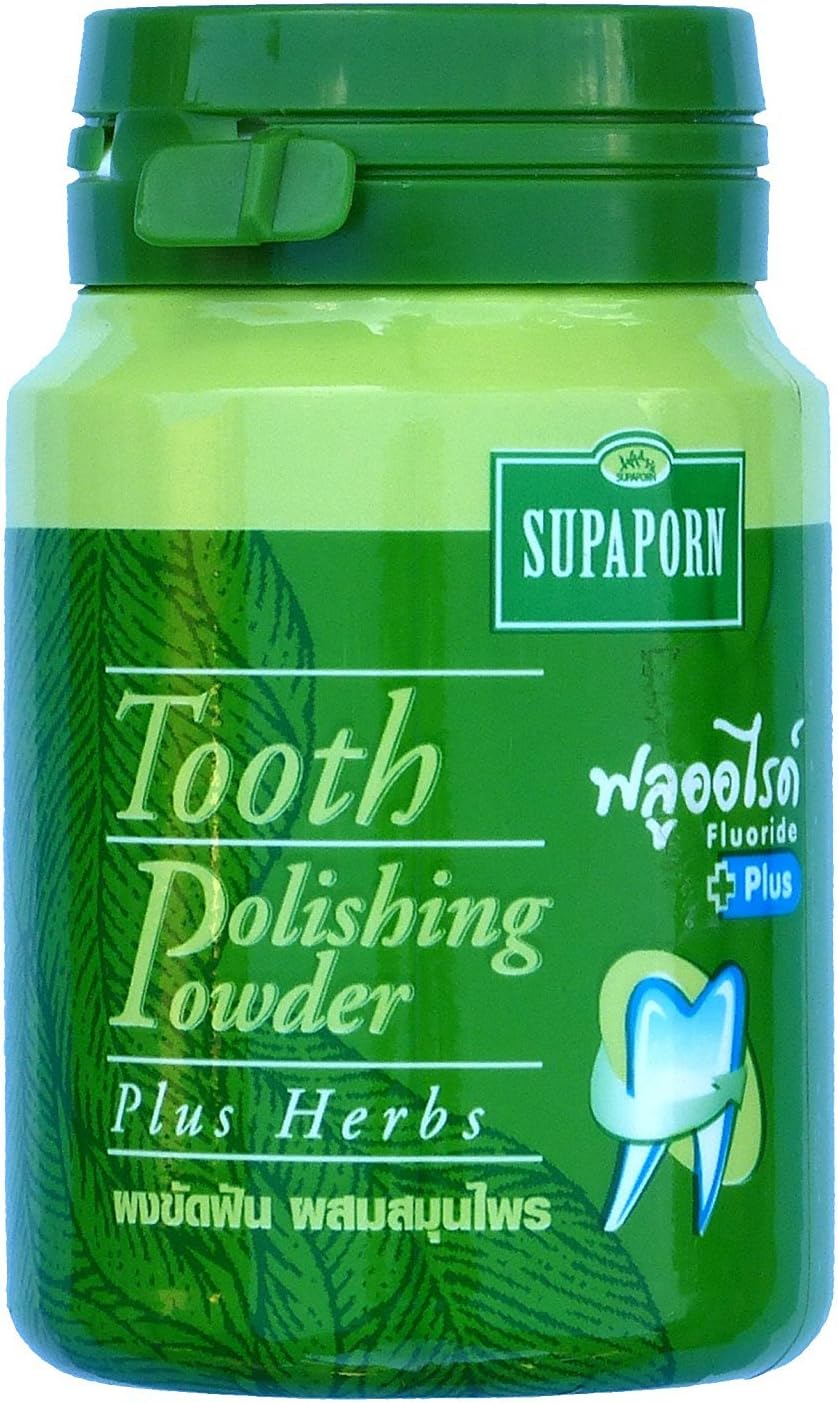 Set of 2 Bottles Supaporn Tooth Polishing Powder Thai Toothpaste Plus Herb Freshen