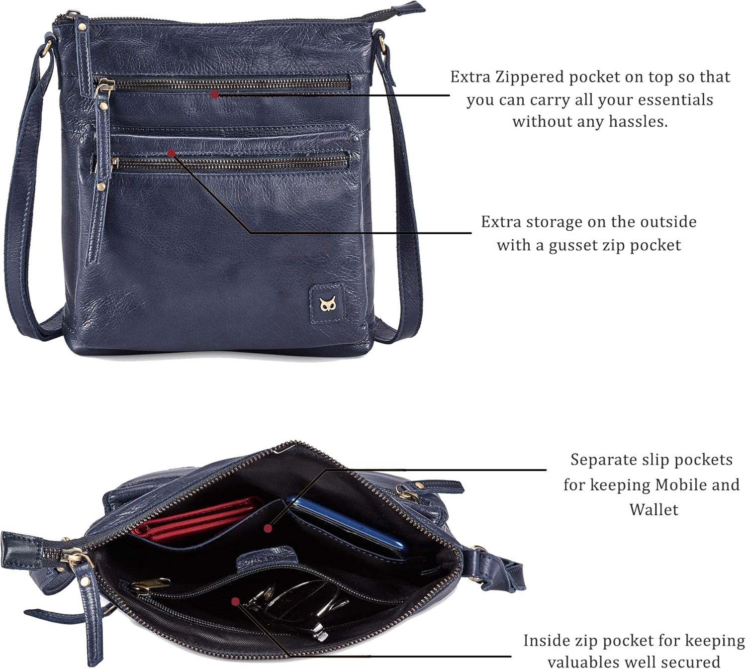 Small Genuine Leather Crossbody Bags for Women Vintage Travel Sling Purses & Handbags Shoulder Crossover - Image 2