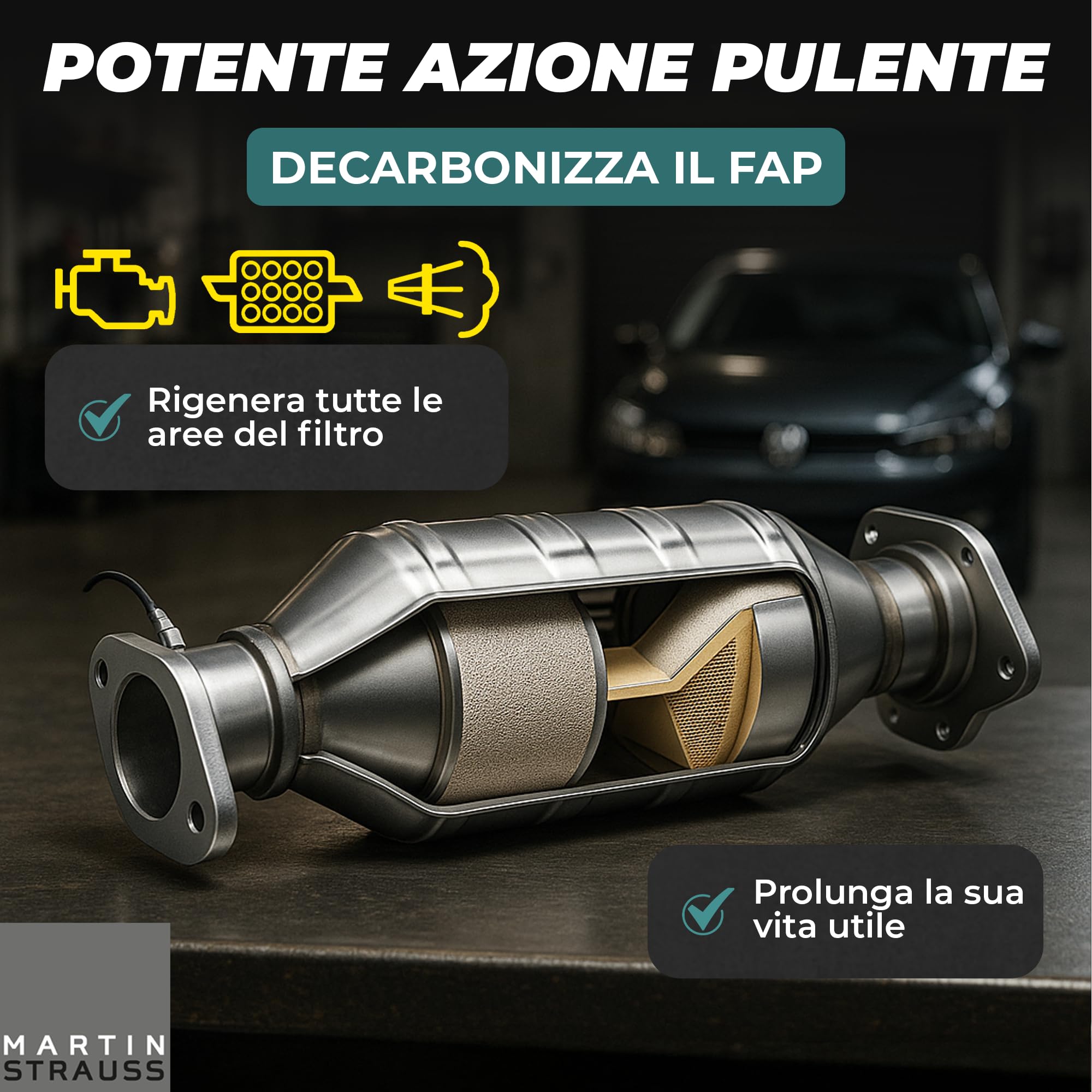 Martin Strauss Pulitore FAP - Filtro Antiparticolato Dpf, 3 Dosaggi, Trattamento Completo +EGR +Turbo, Cura Il Sistema FAP, 1 Litro, 3 Applicazioni