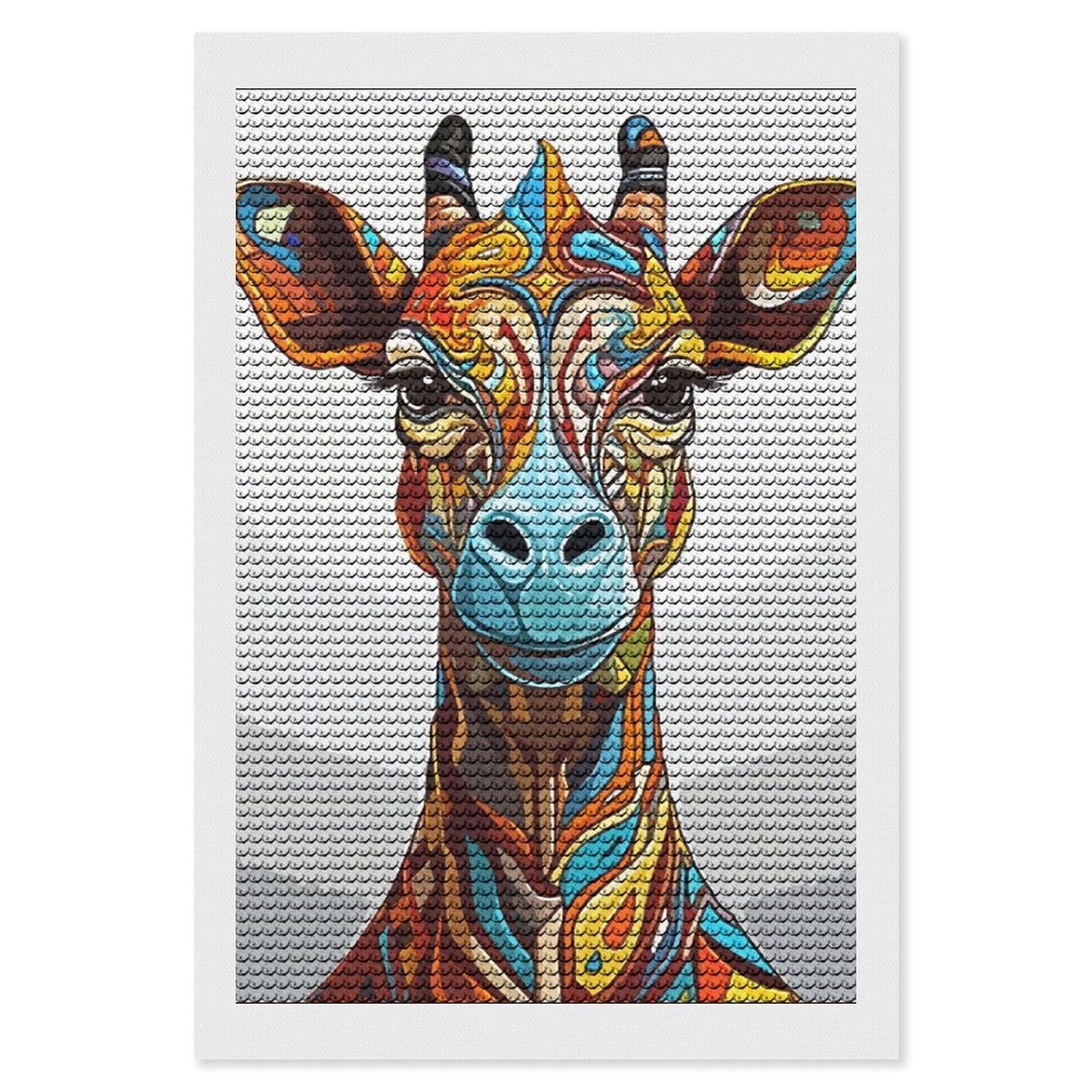 Junmoney Abstract Giraffe Paint Round Drill Diamond Painting 8"x12", Handmade Wall Decor, Modern Decor, Aesthetic Room Decor, Easy Craft Set